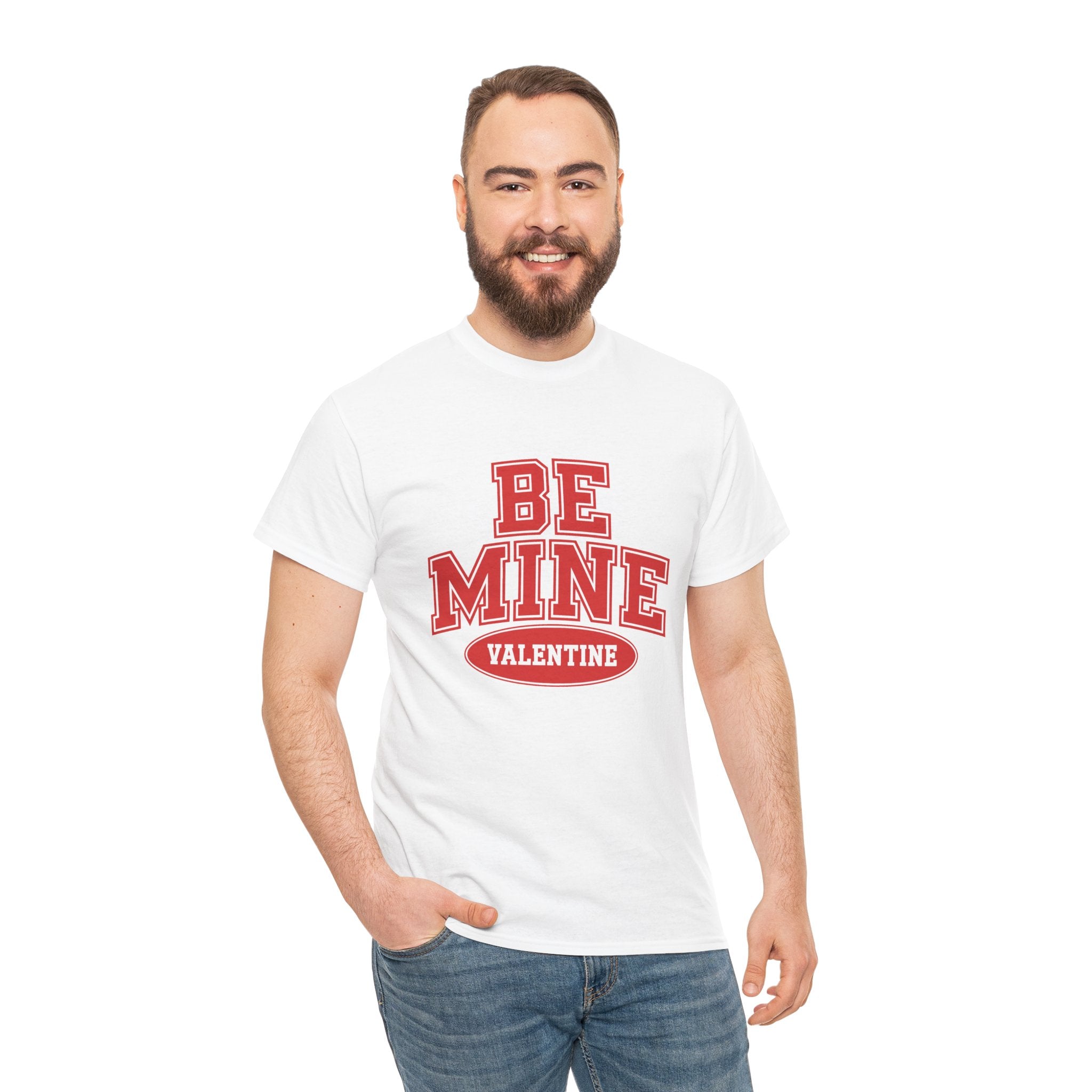 Valentine "Be Mine" Tee - Retro Red Collegiate Love Shirt