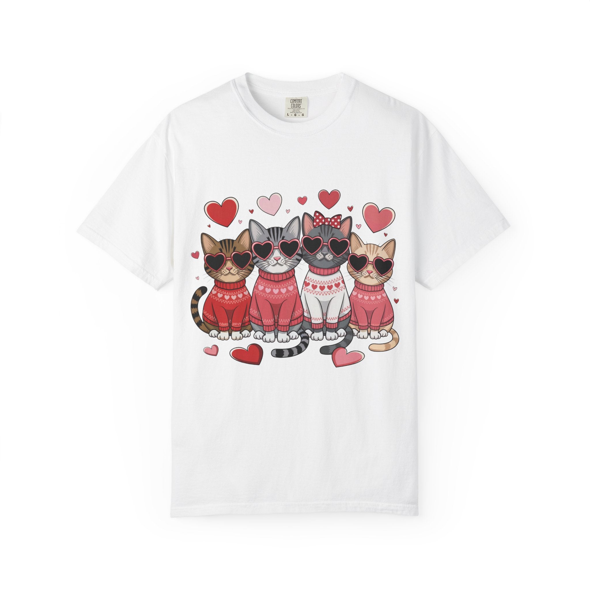 Valentine Cats T-Shirt — Cute Cats in Sweaters Valentine Tee