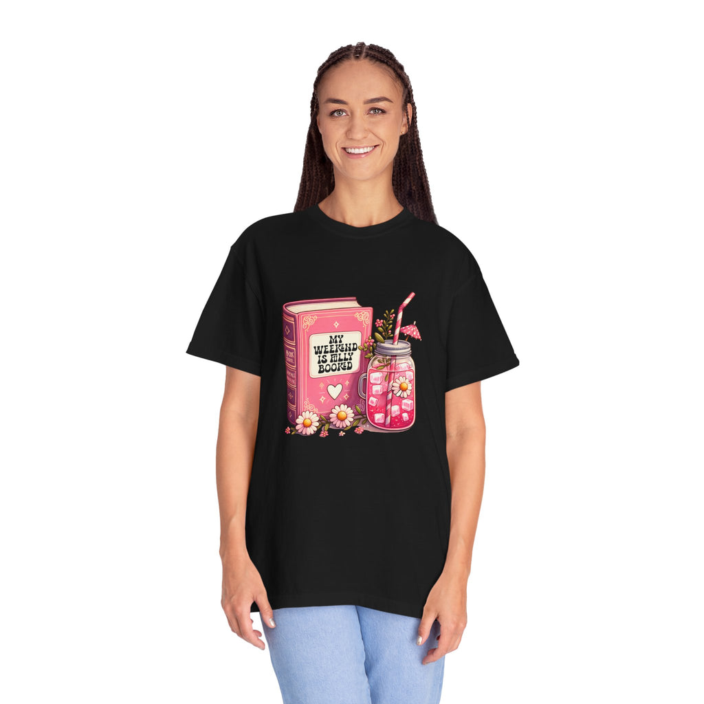 Book Lover T-Shirt — "My Weekend Is Fully Booked" Cute Floral Mason Jar Graphic