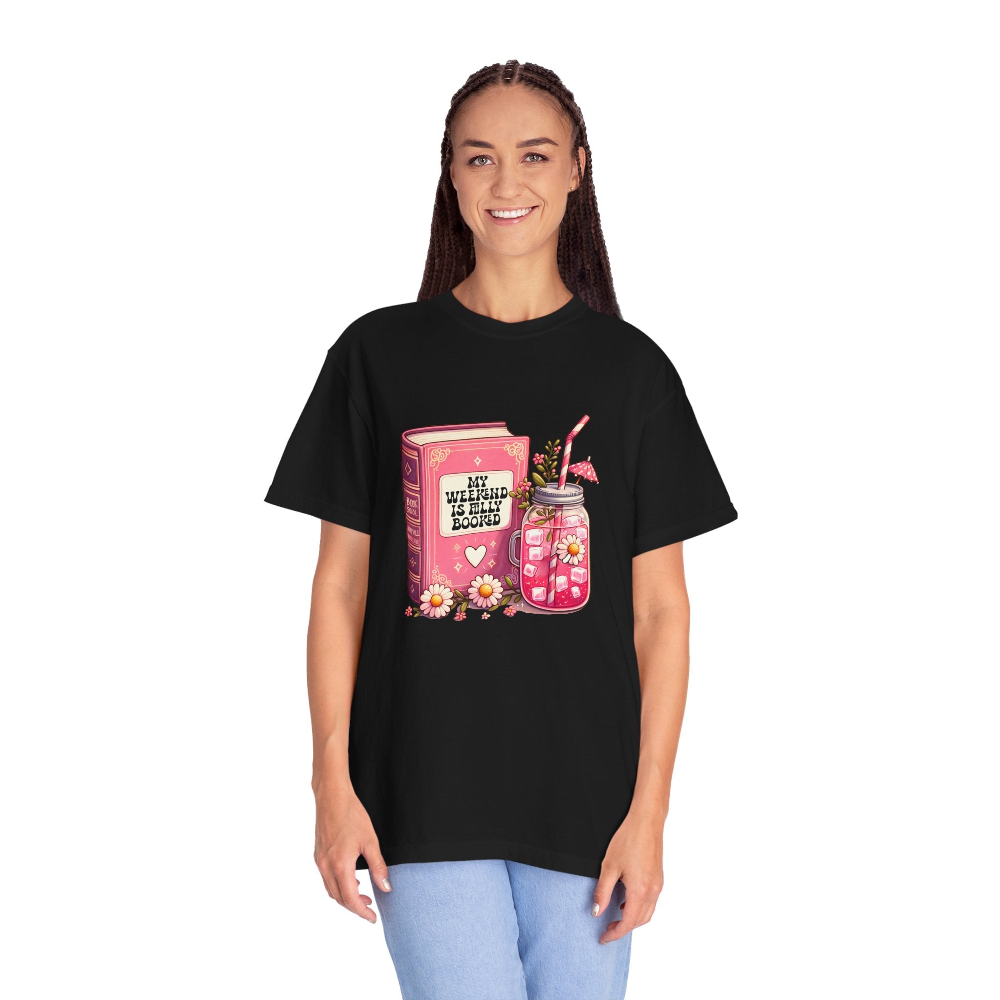 Book Lover T-Shirt — "My Weekend Is Fully Booked" Cute Floral Mason Jar Graphic