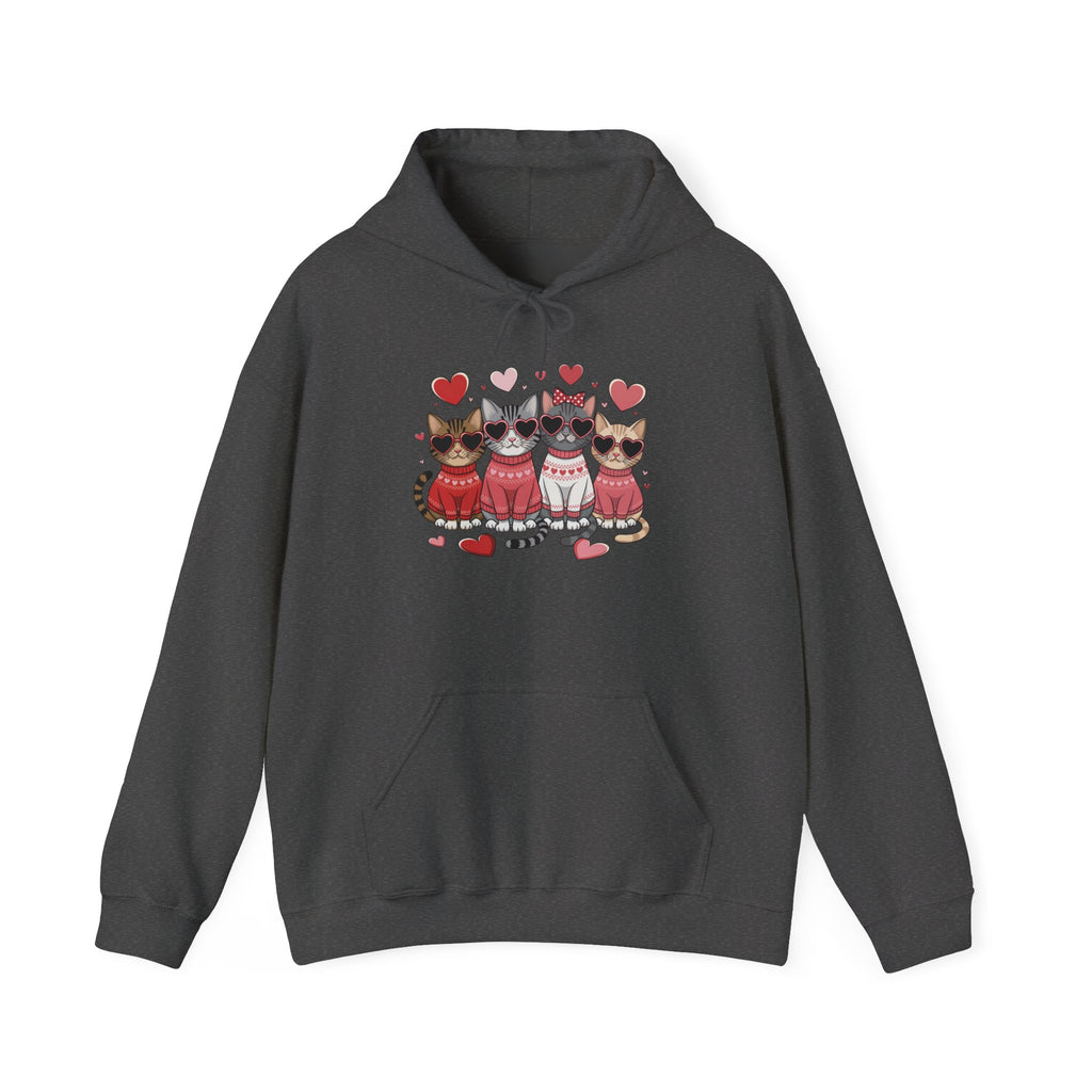 Valentine Cats Hoodie – Cute Cats in Sweaters with Hearts
