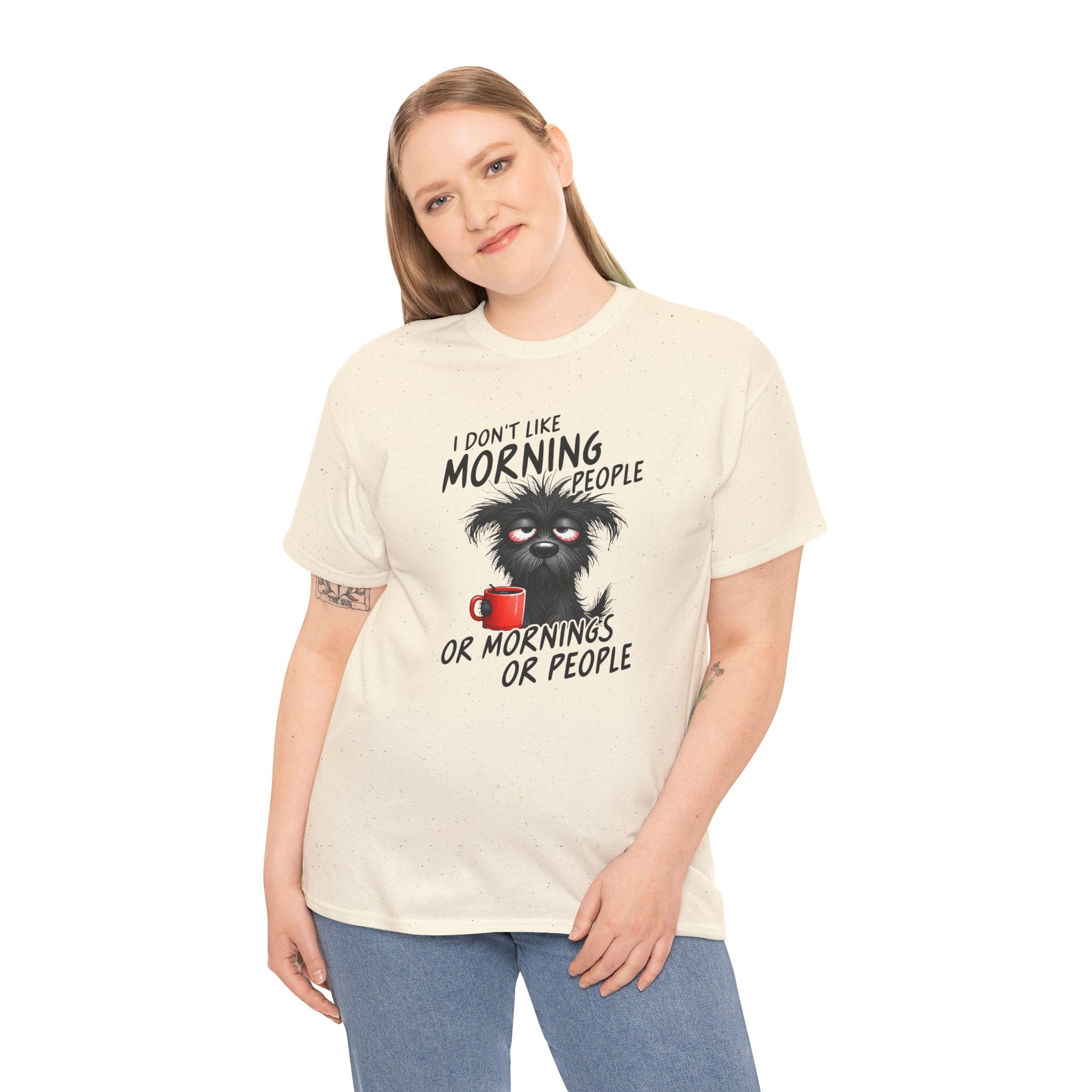 I Don't Like Morning People T-Shirt — Grumpy Coffee Cat Graphic Tee