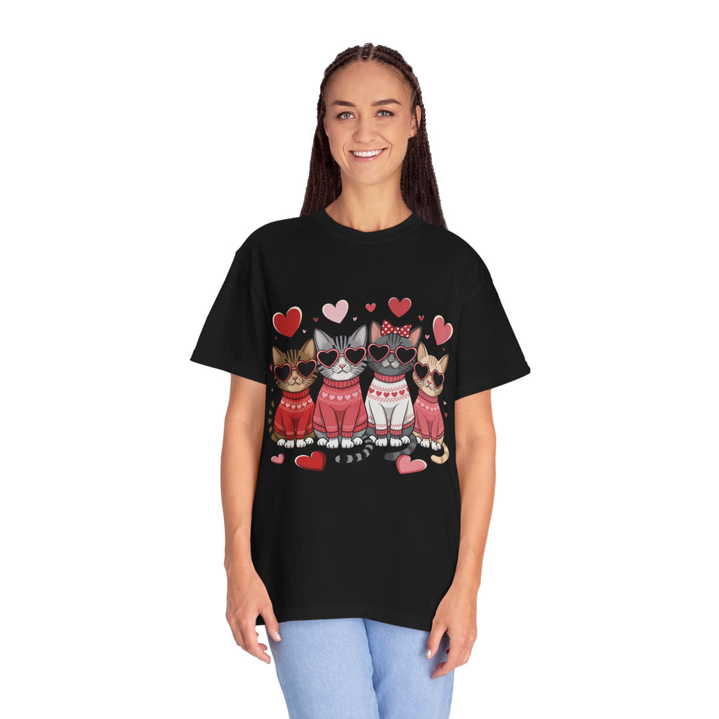 Valentine Cats T-Shirt — Cute Cats in Sweaters Valentine Tee