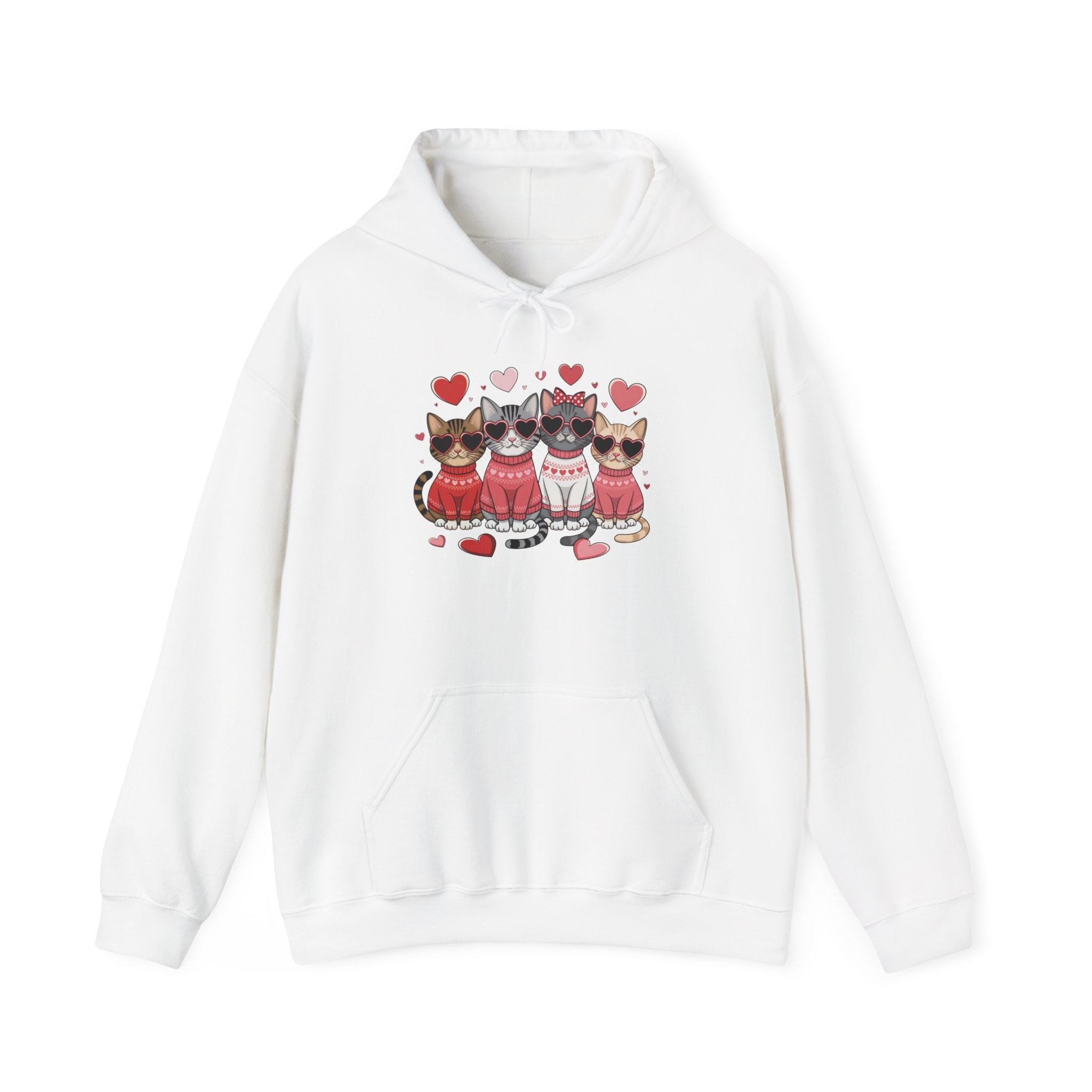 Valentine Cats Hoodie – Cute Cats in Sweaters with Hearts