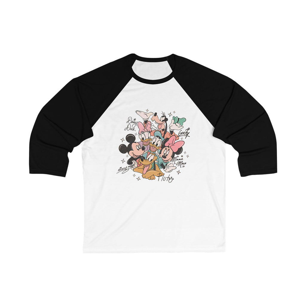 Baseball Tee — Vintage Cartoon Characters Group Graphic Raglan