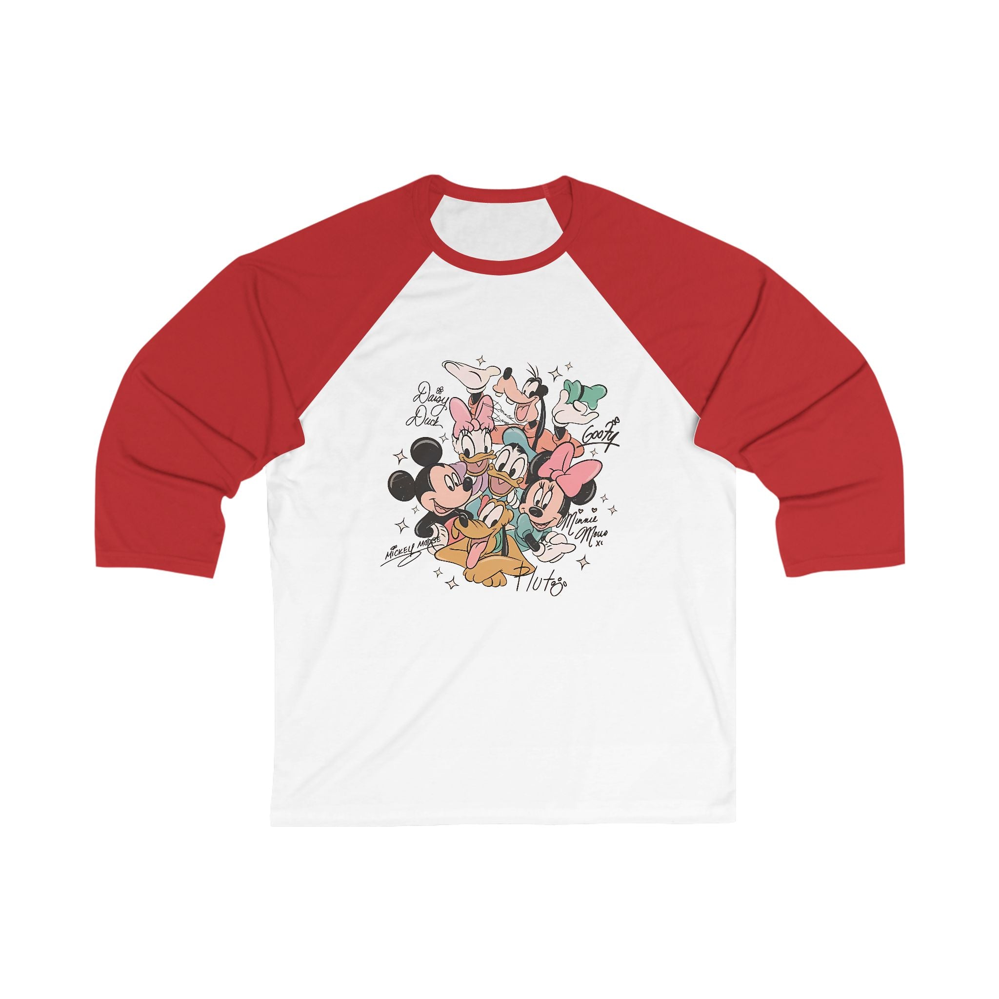 Baseball Tee — Vintage Cartoon Characters Group Graphic Raglan