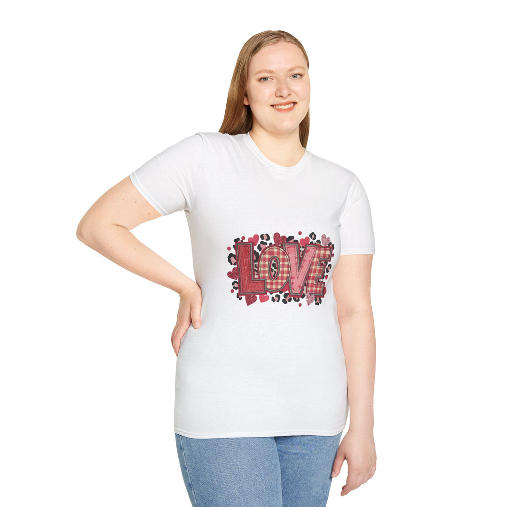 LOVE Plaid Heart T-Shirt — Valentine's Day Buffalo Check Graphic Tee