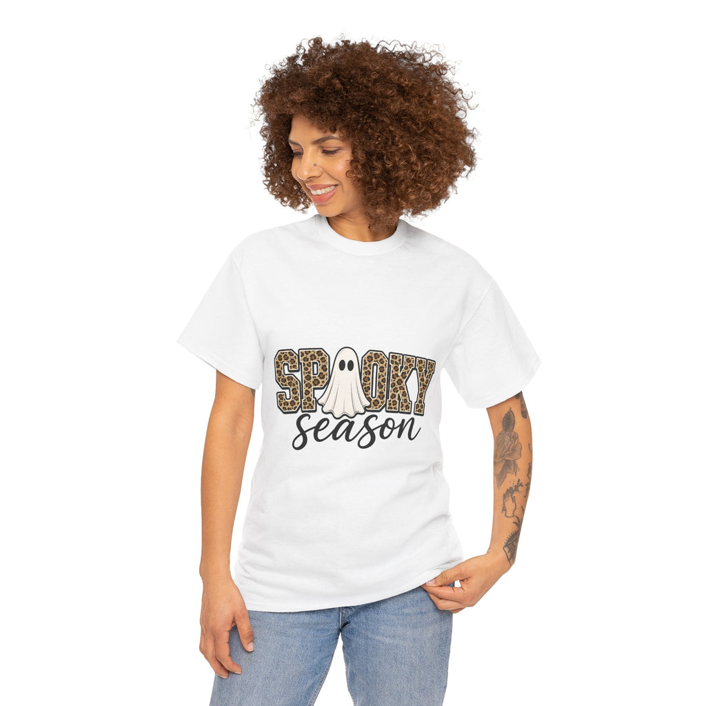 Spooky Season Leopard Ghost T‑Shirt