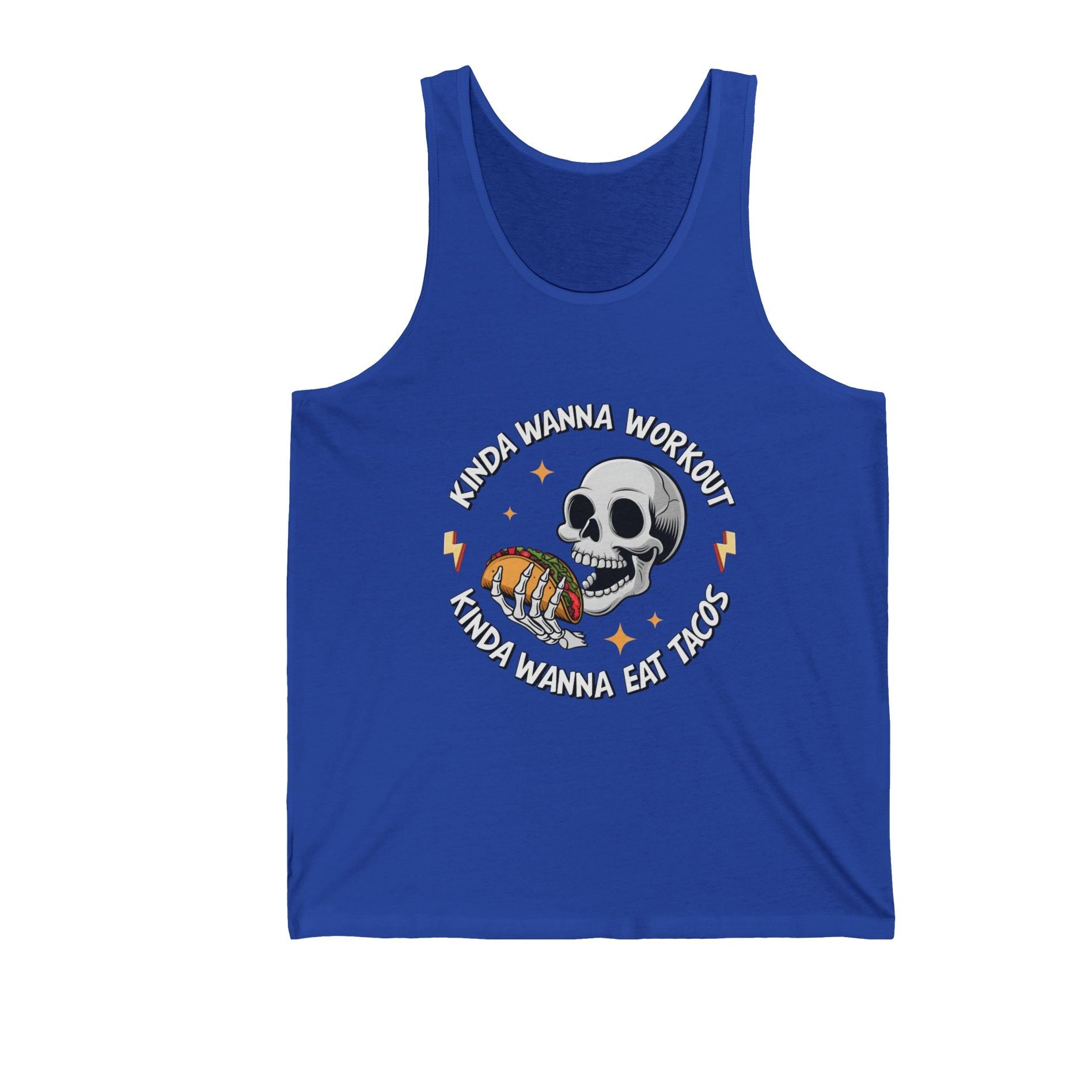 Skull Taco Tank Top — 'Kinda Wanna Workout, Kinda Wanna Eat Tacos' Graphic Tank