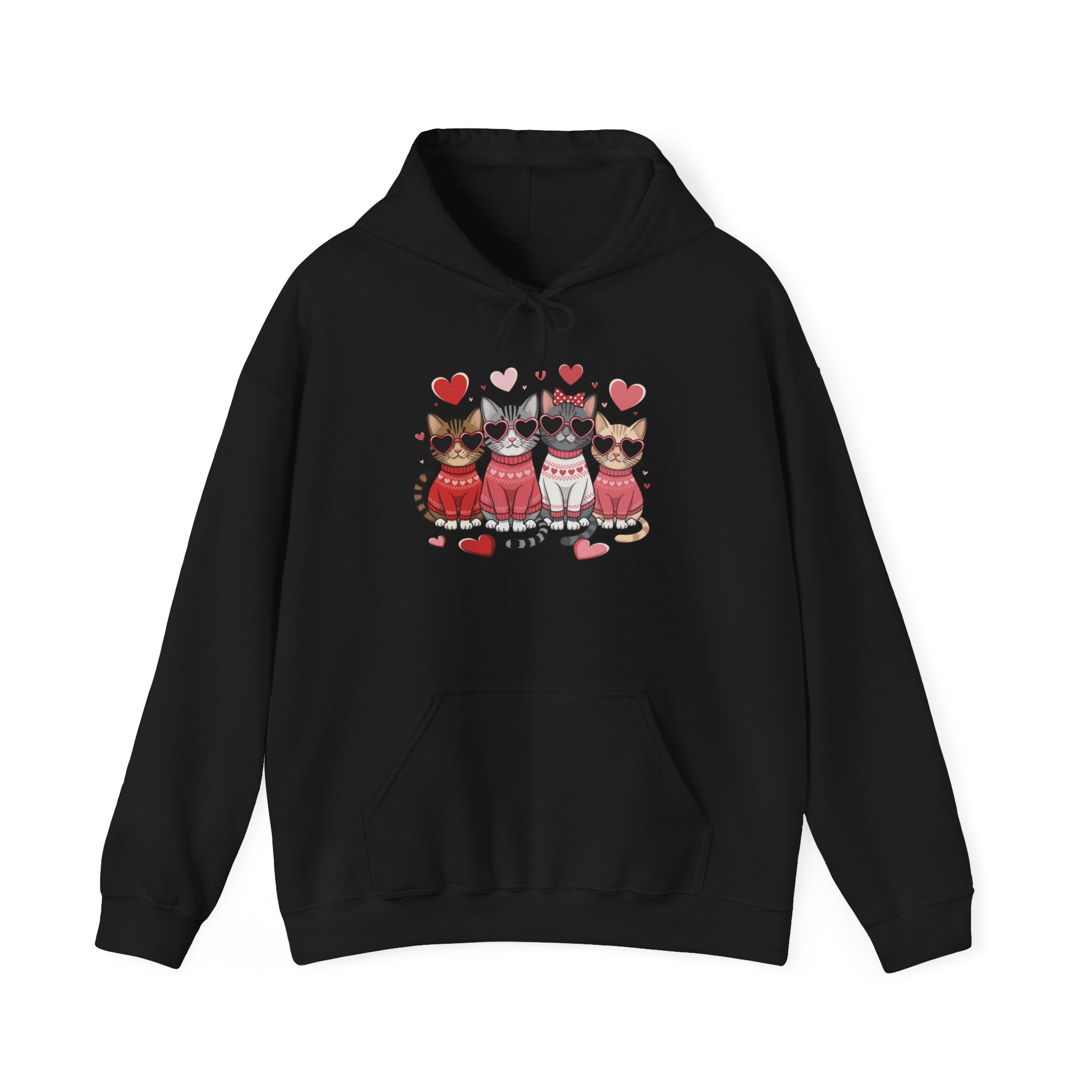 Valentine Cats Hoodie – Cute Cats in Sweaters with Hearts