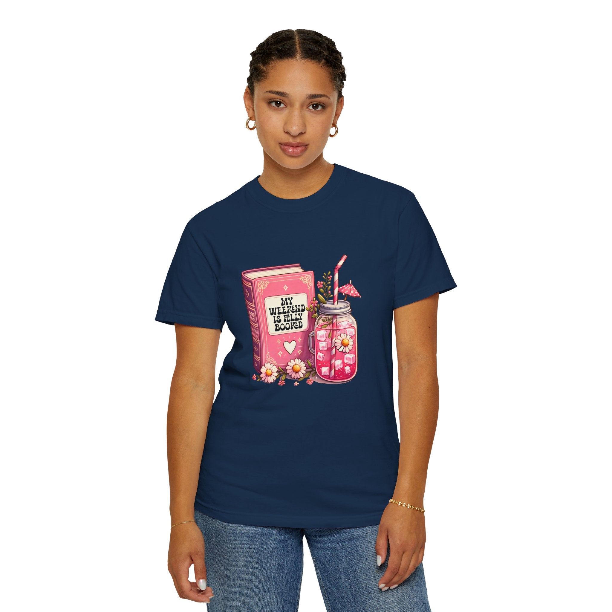Book Lover T-Shirt — "My Weekend Is Fully Booked" Cute Floral Mason Jar Graphic