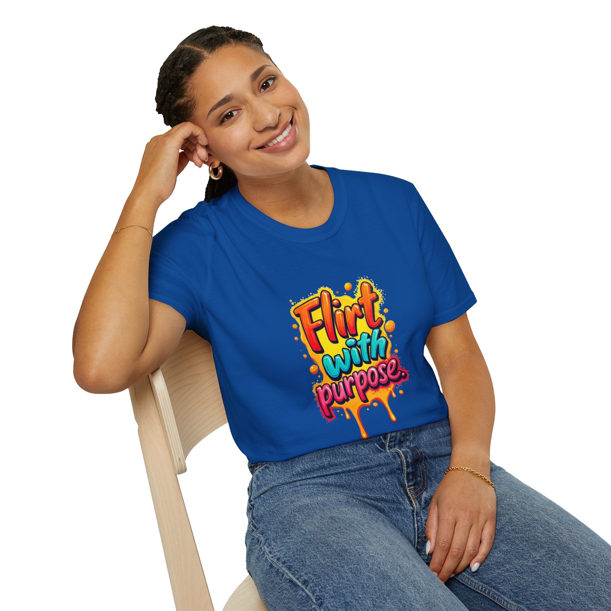 Flirt With Purpose T-Shirt — Playful Graphic Tee for Fun Dates & Confidence
