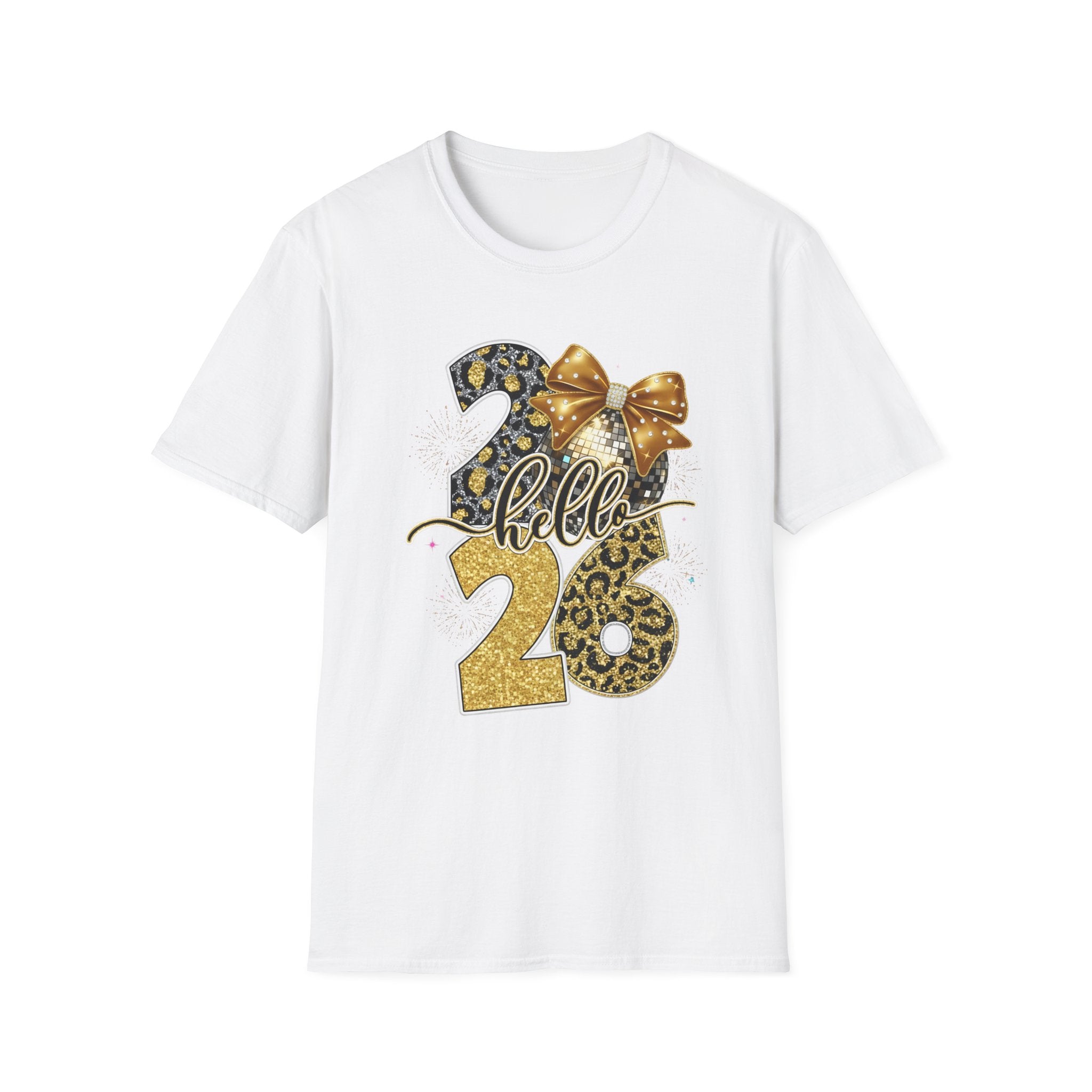 Hello 26 Leopard Gold Graphic T-Shirt