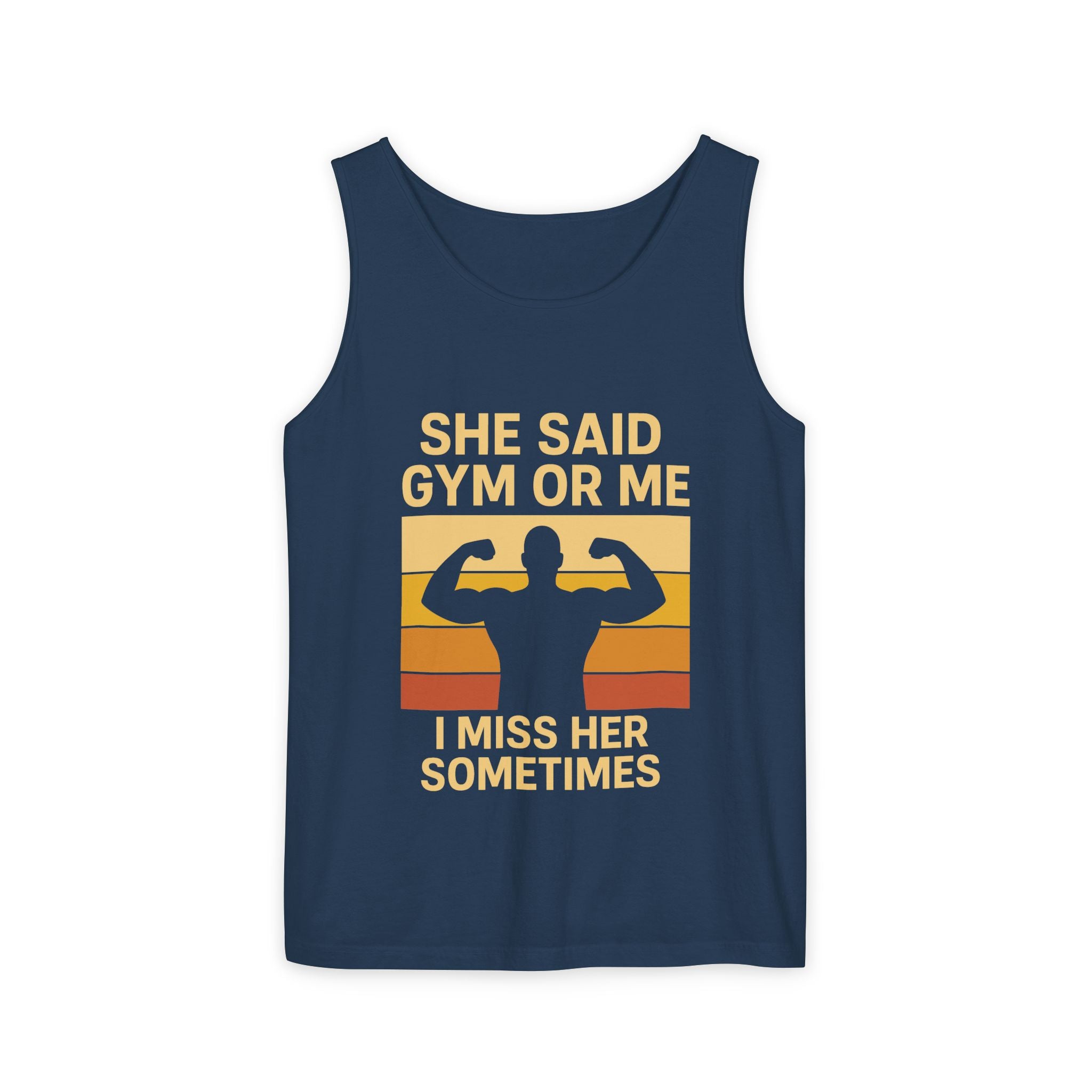 Gym or Me Tank Top — Funny Fitness Muscle Tank (She Said Gym or Me I Miss Her Sometimes)