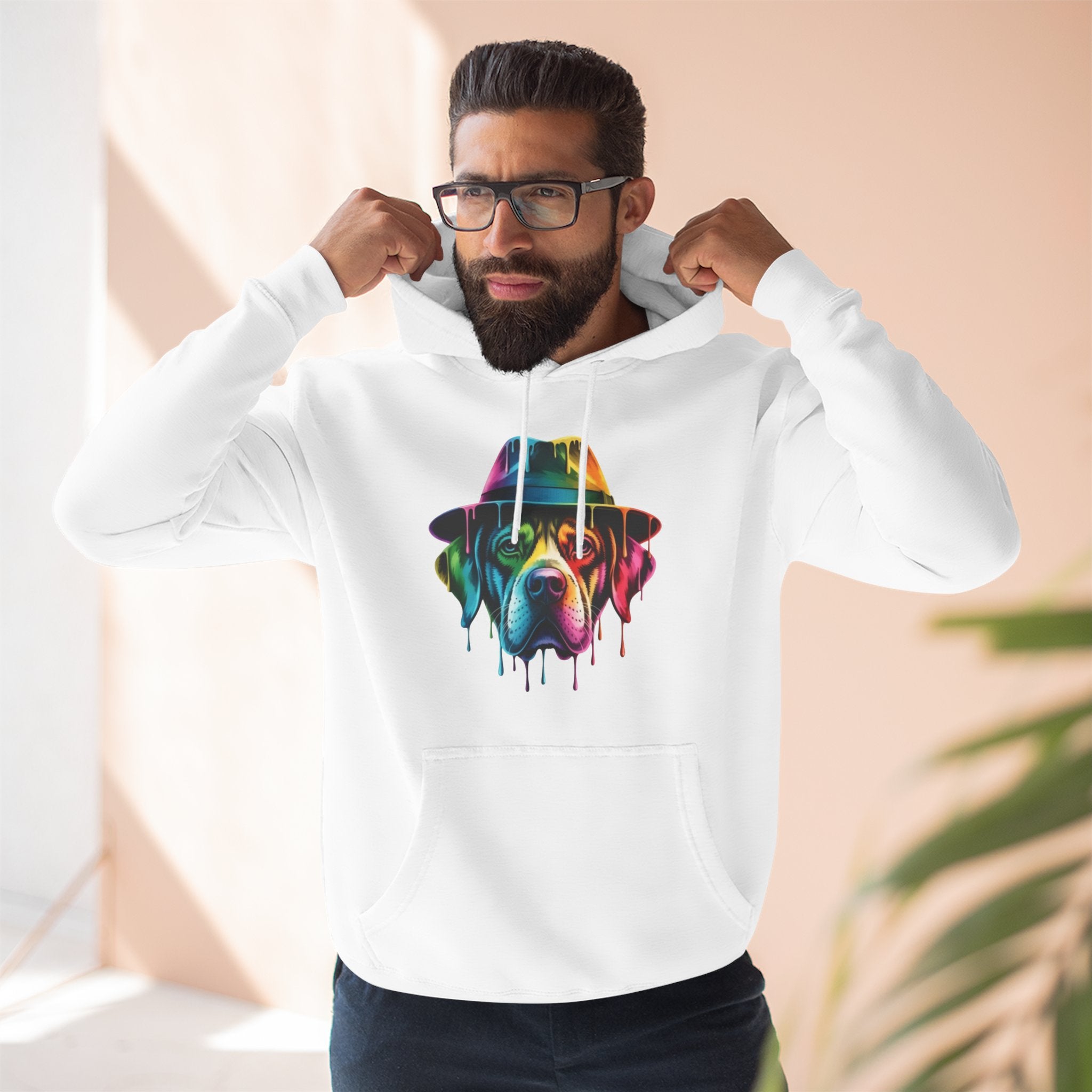 Colorful Dripping Dog Hoodie — Vibrant Canine Art Pullover