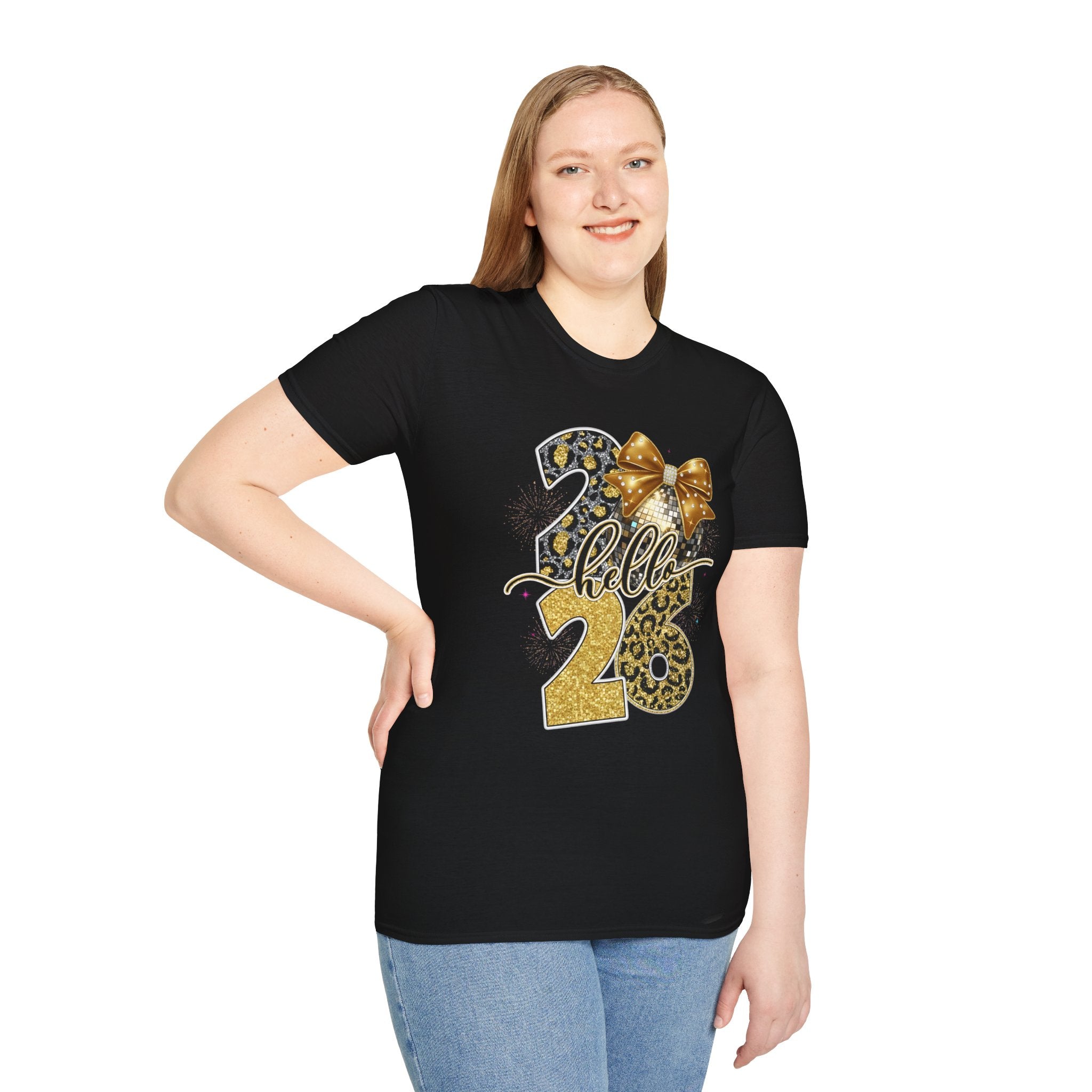 Hello 26 Leopard Gold Graphic T-Shirt