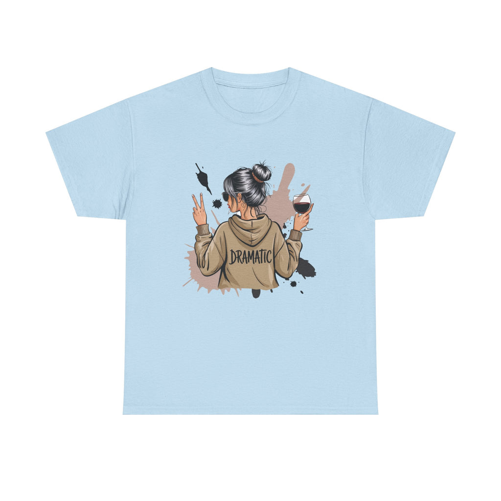 Dramatic Girl Graphic Tee — Funny Wine & Makeup Illustration T-Shirt