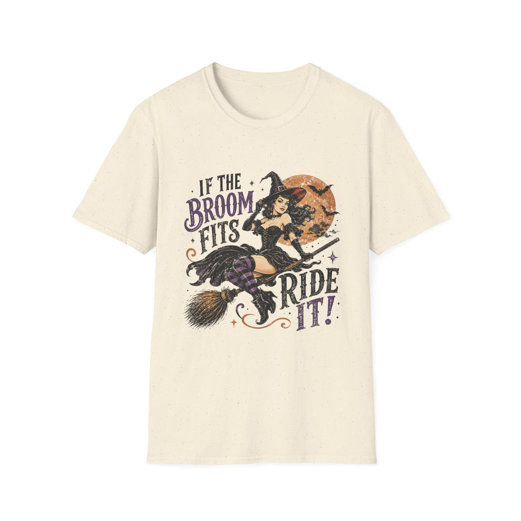 If the Broom Fits Ride It! Witch Graphic T-Shirt