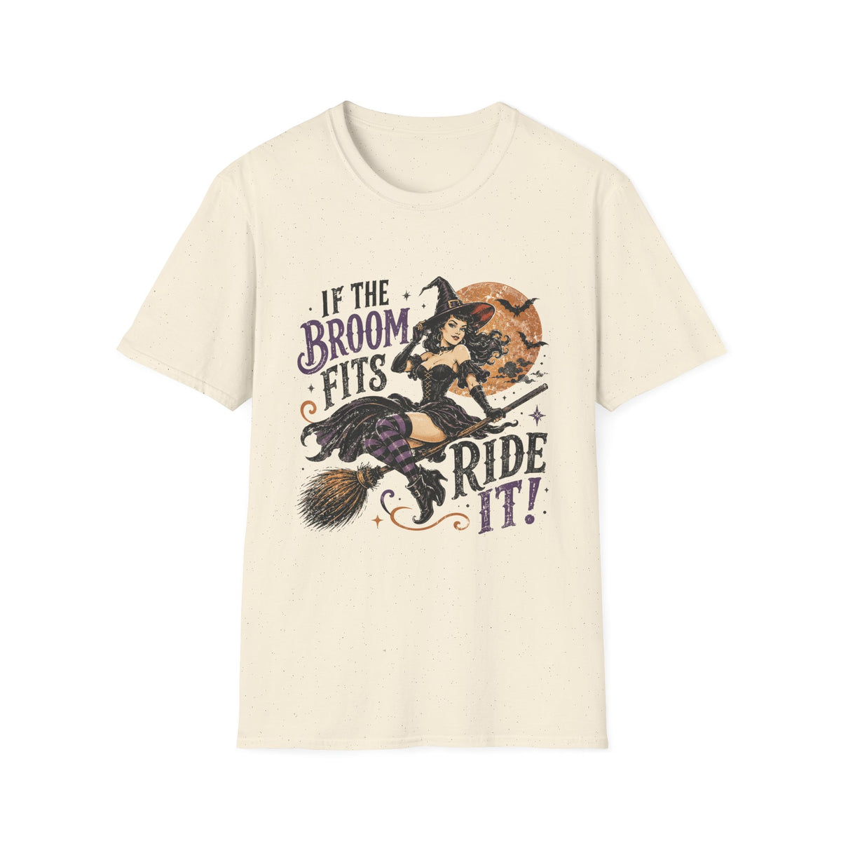 If the Broom Fits Ride It! Witch Graphic T-Shirt