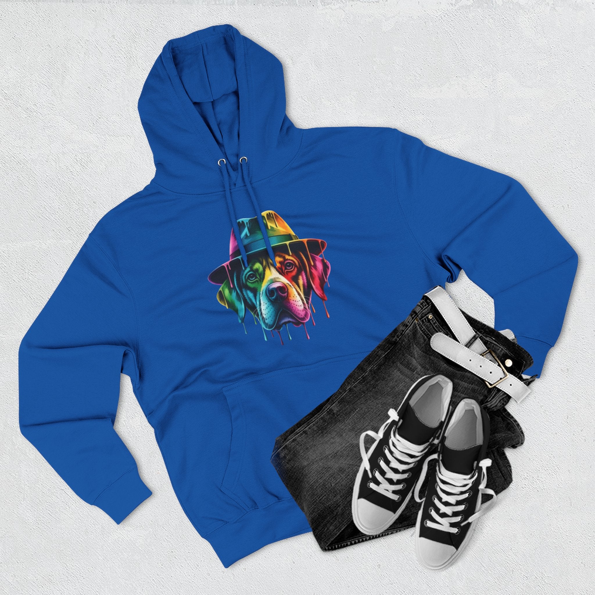 Colorful Dripping Dog Hoodie — Vibrant Canine Art Pullover