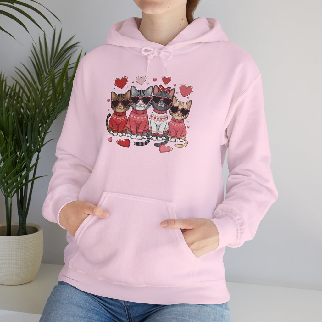 Valentine Cats Hoodie – Cute Cats in Sweaters with Hearts