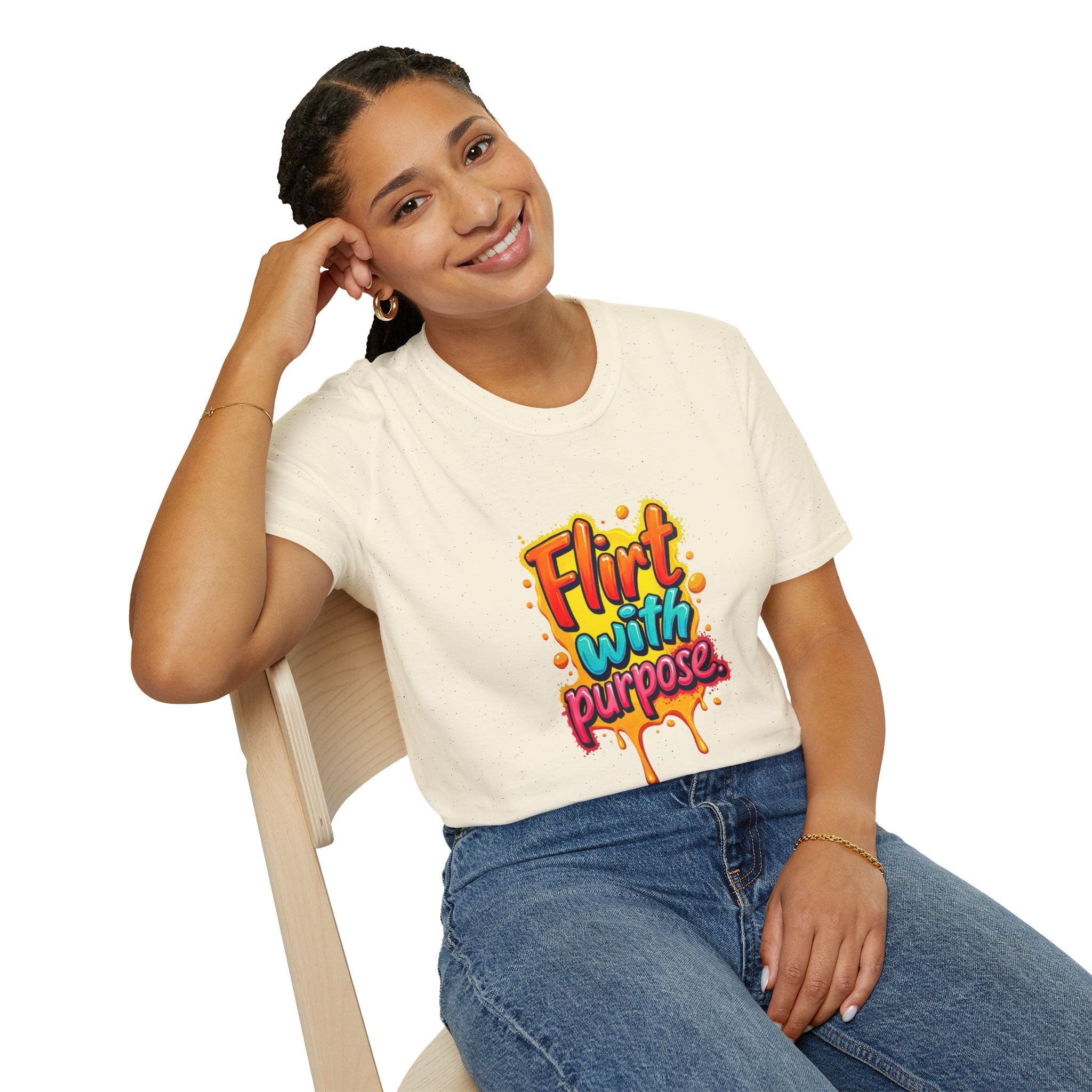 Flirt With Purpose T-Shirt — Playful Graphic Tee for Fun Dates & Confidence