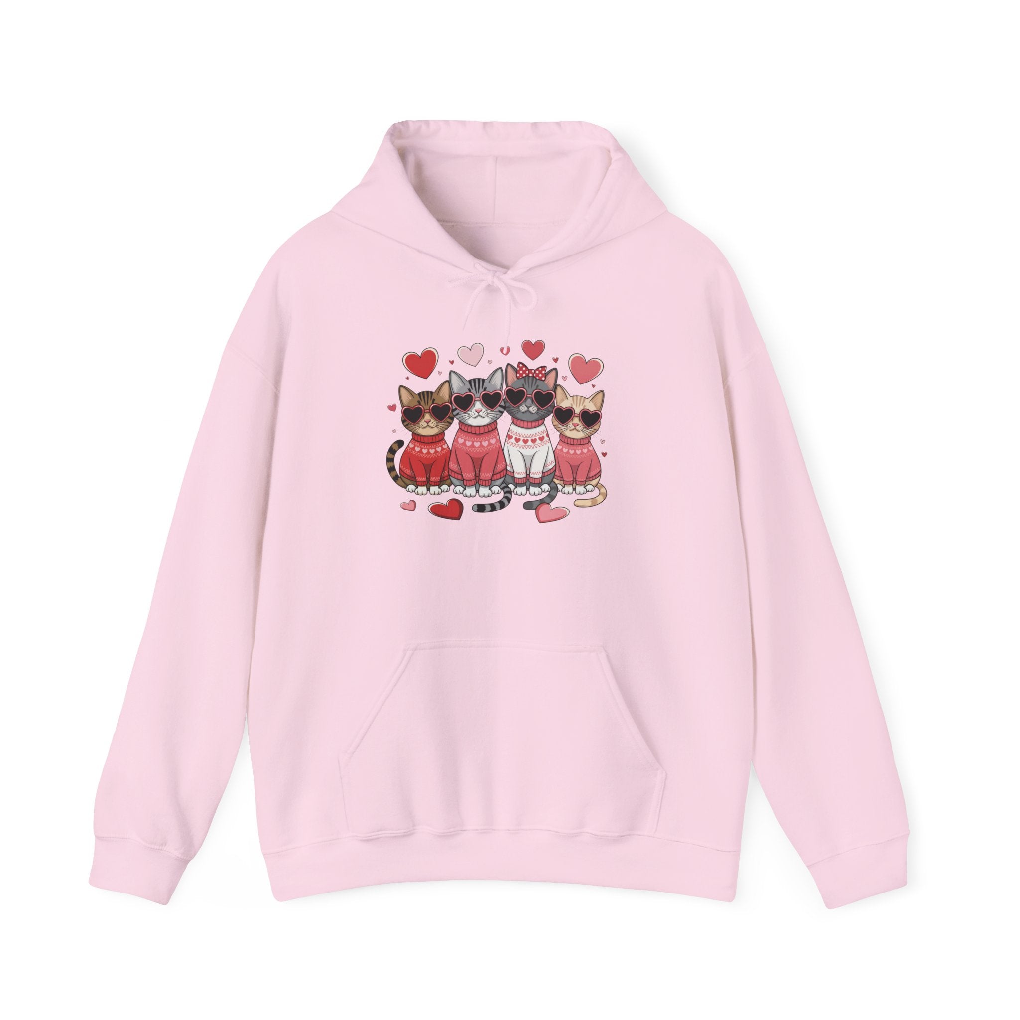 Valentine Cats Hoodie – Cute Cats in Sweaters with Hearts