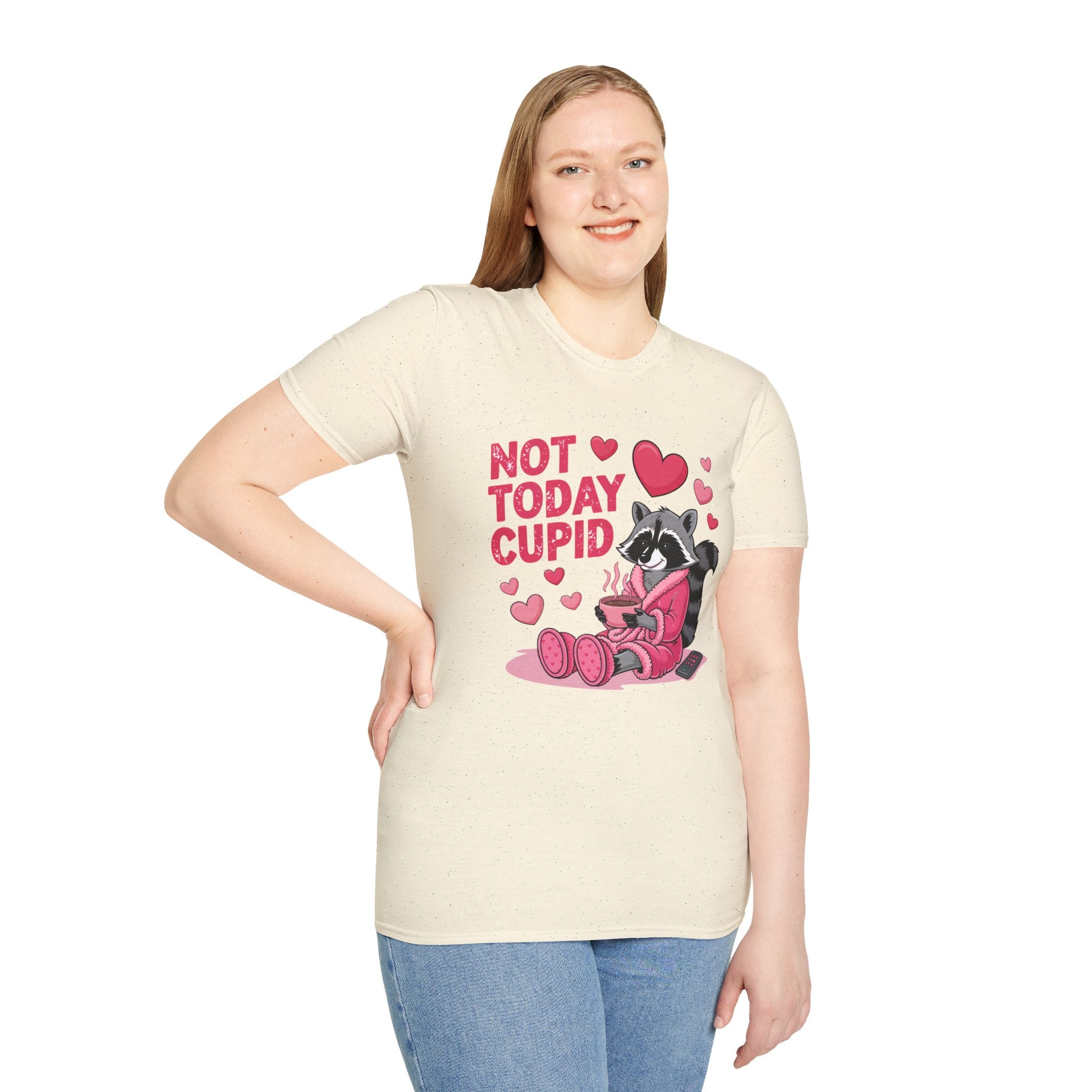 Not Today Cupid Raccoon T-Shirt — Funny Anti-Valentine Graphic Tee