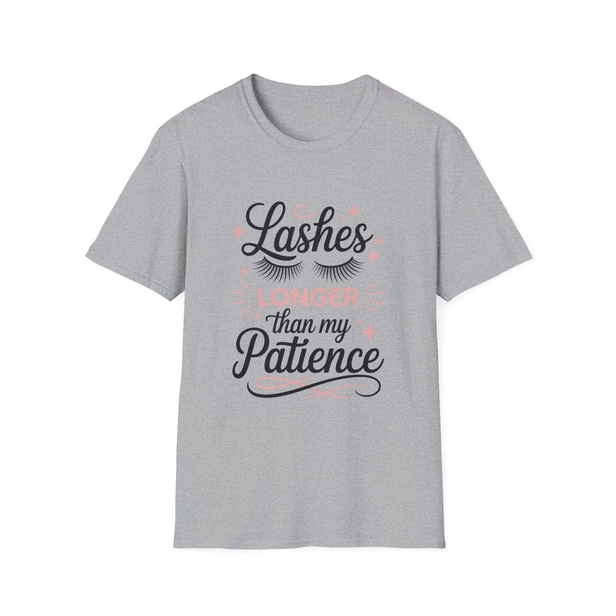 T-Shirt — "Lashes Longer Than My Patience" Funny Lash Tech Shirt