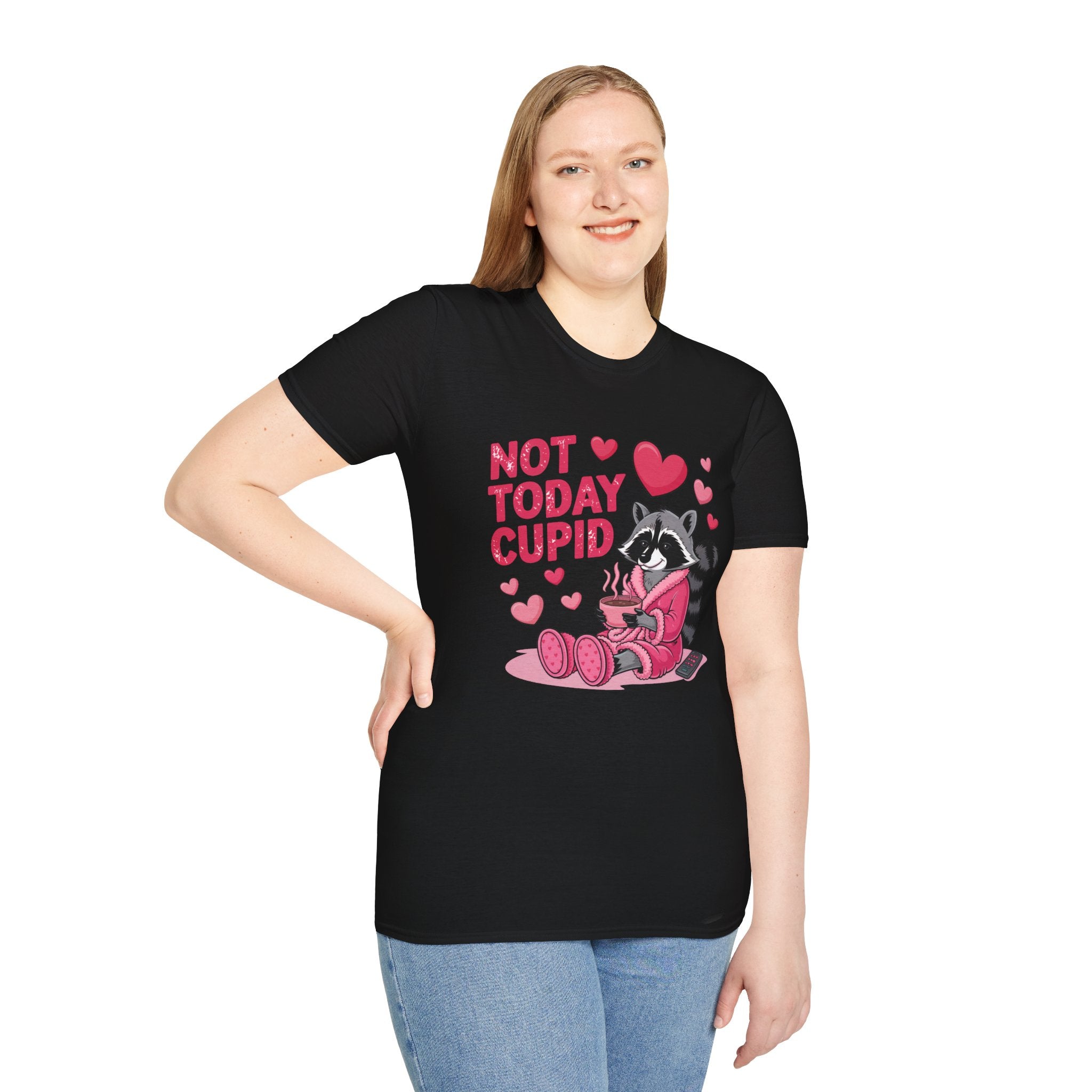 Not Today Cupid Raccoon T-Shirt — Funny Anti-Valentine Graphic Tee