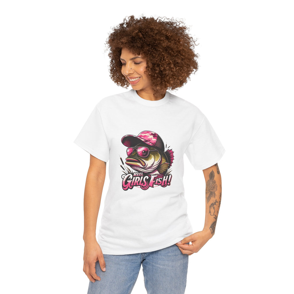 T-Shirt — "Girls Fish!" Pink Camouflage Bass Graphic Tee