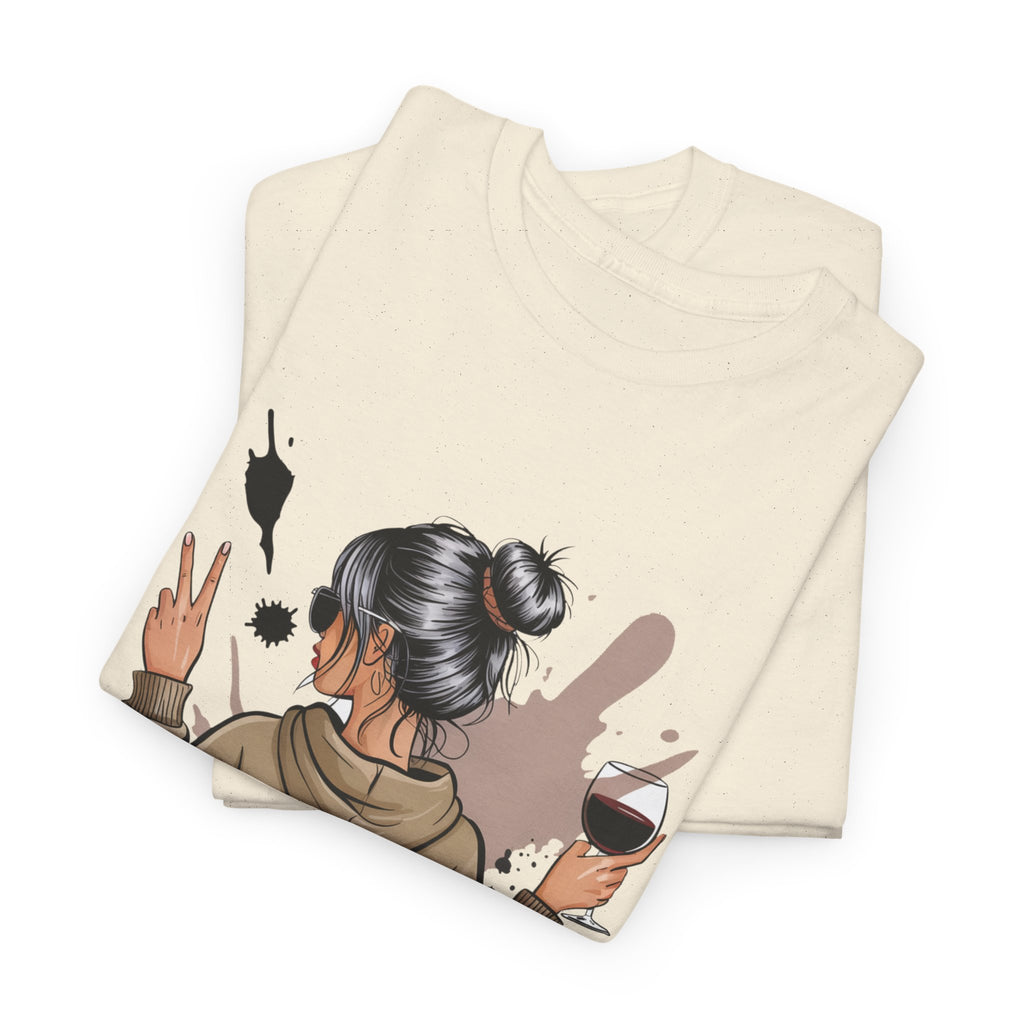 Dramatic Girl Graphic Tee — Funny Wine & Makeup Illustration T-Shirt