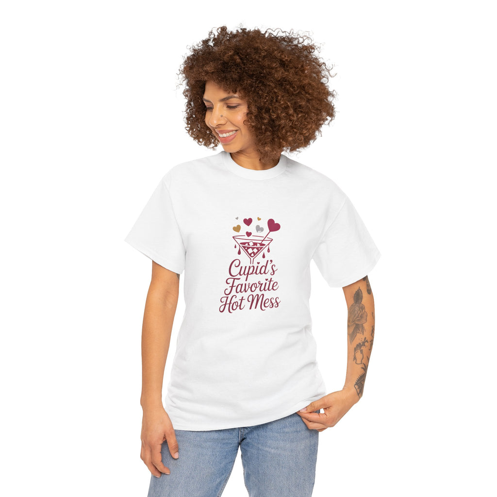 Valentine Tee — "Cupid’s Favorite Hot Mess" Graphic Shirt