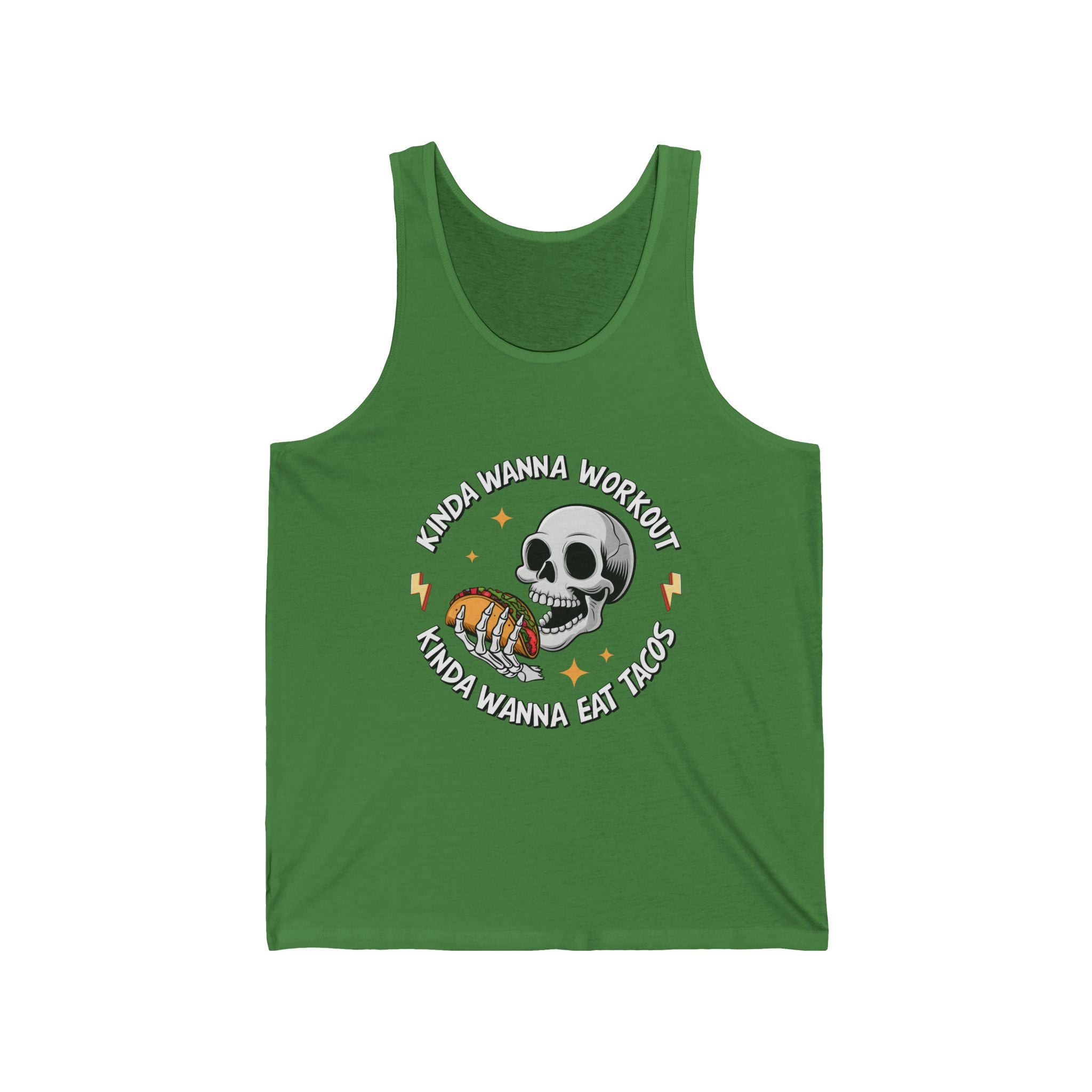 Skull Taco Tank Top — 'Kinda Wanna Workout, Kinda Wanna Eat Tacos' Graphic Tank