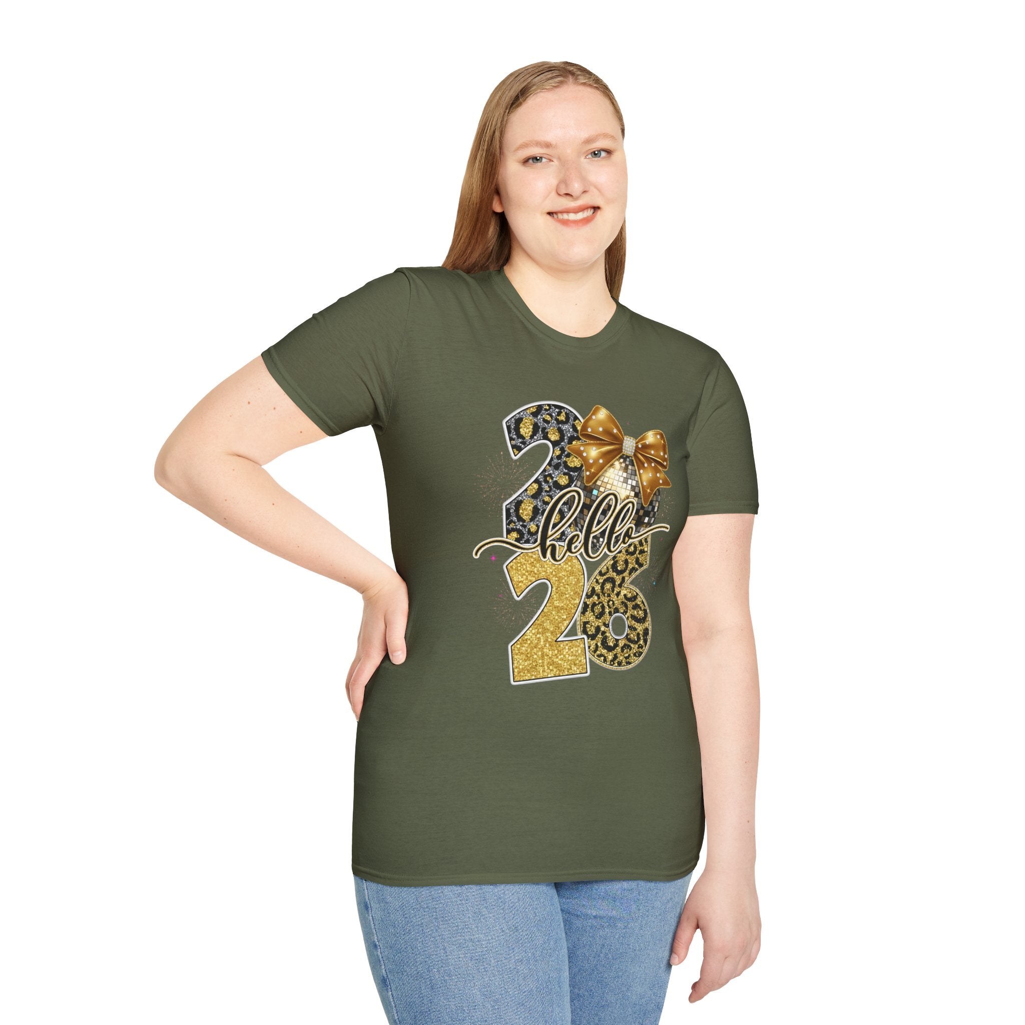 Hello 26 Leopard Gold Graphic T-Shirt