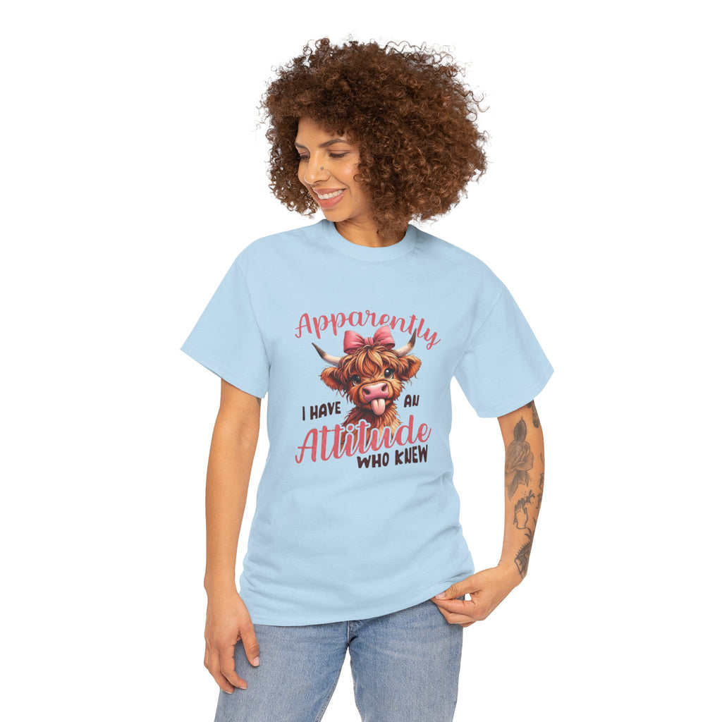 T-Shirt — "Apparently I Have An Attitude Who Knew" Cow Graphic Tee