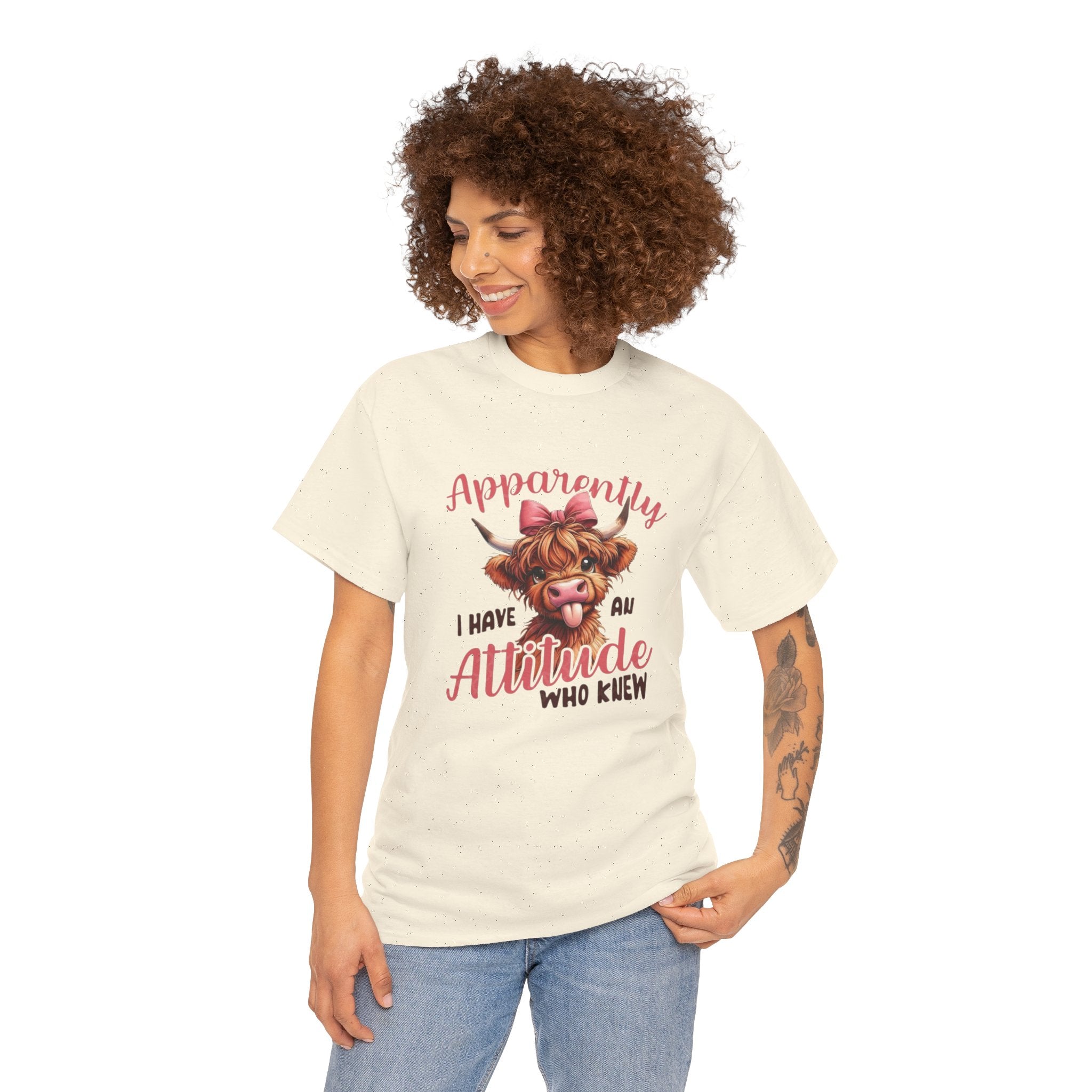 T-Shirt — "Apparently I Have An Attitude Who Knew" Cow Graphic Tee
