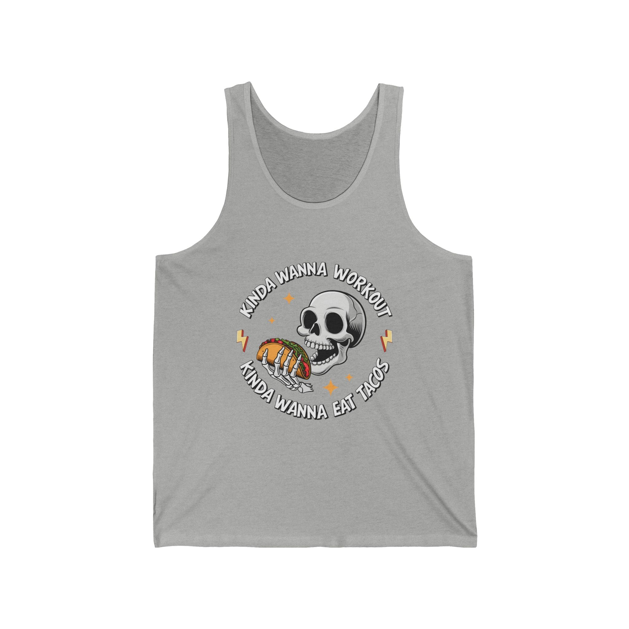 Skull Taco Tank Top — 'Kinda Wanna Workout, Kinda Wanna Eat Tacos' Graphic Tank