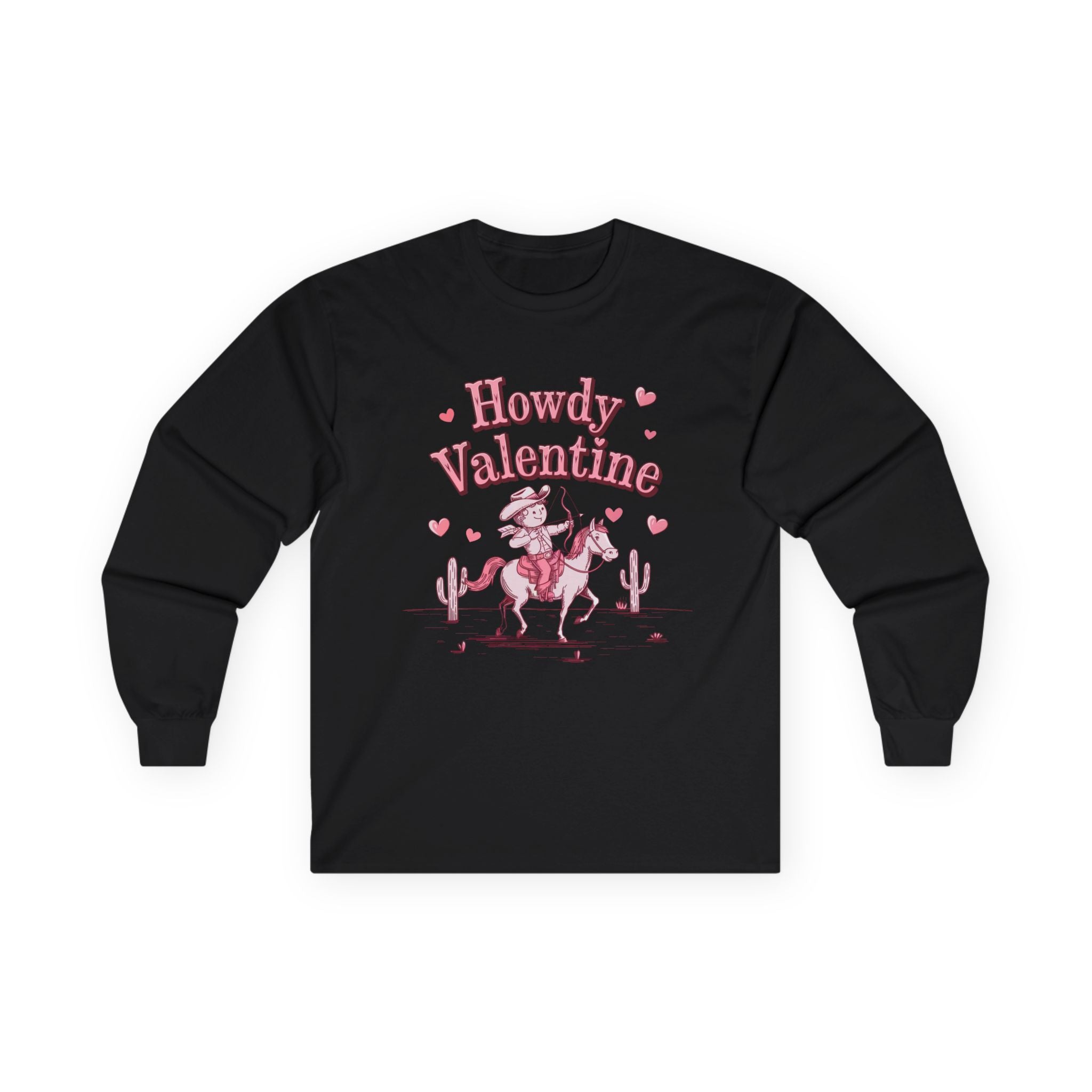 Howdy Valentine Long Sleeve Tee — Western Cowboy Valentine Shirt