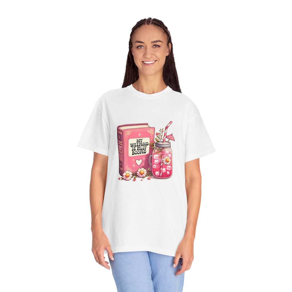 Book Lover T-Shirt — "My Weekend Is Fully Booked" Cute Floral Mason Jar Graphic