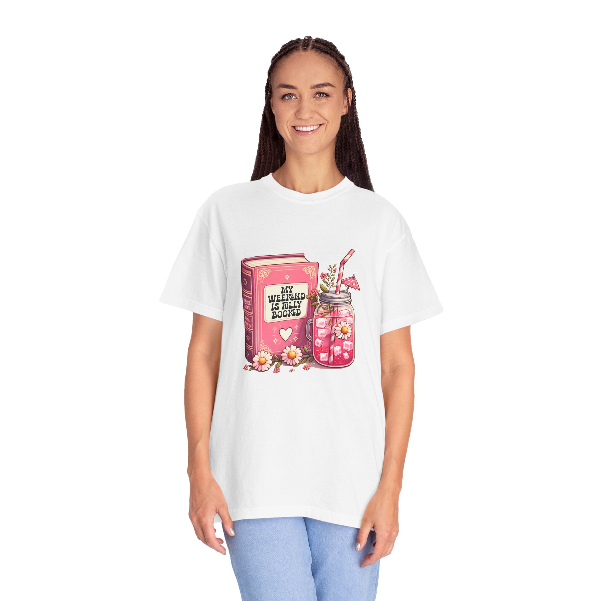 Book Lover T-Shirt — "My Weekend Is Fully Booked" Cute Floral Mason Jar Graphic