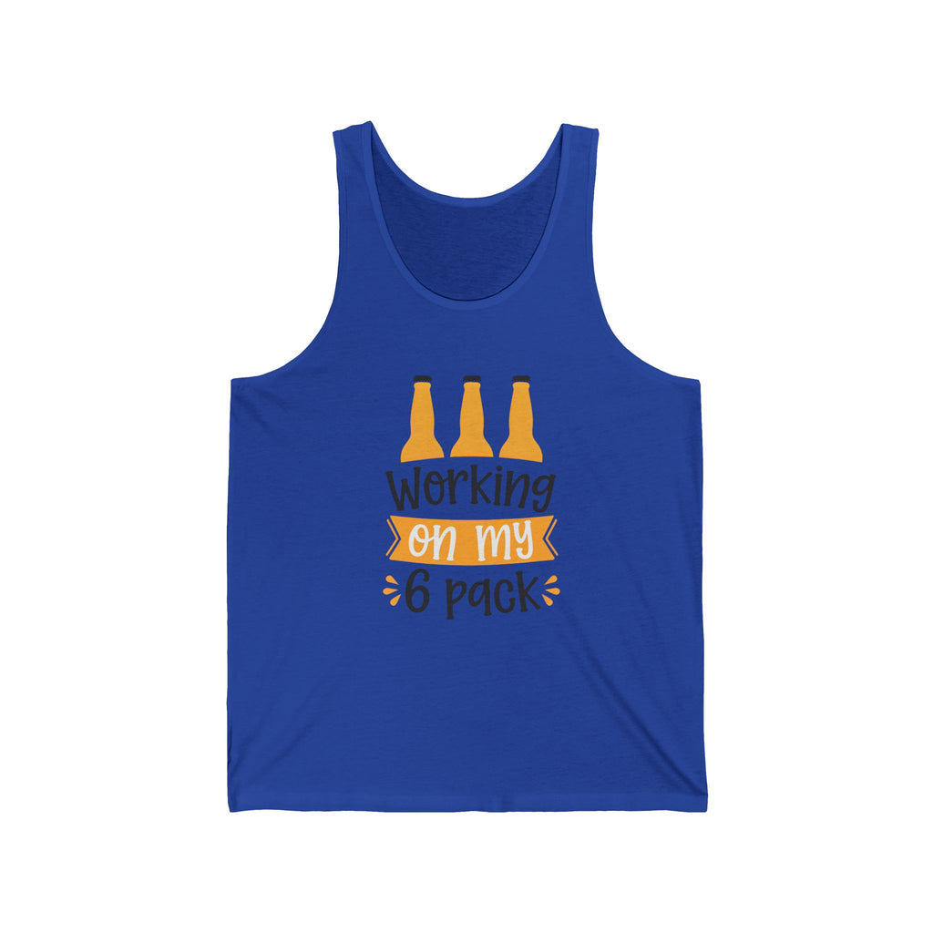 Funny Beer "Working On My 6 Pack" Tank Top — Men's Summer Beer T-Shirt