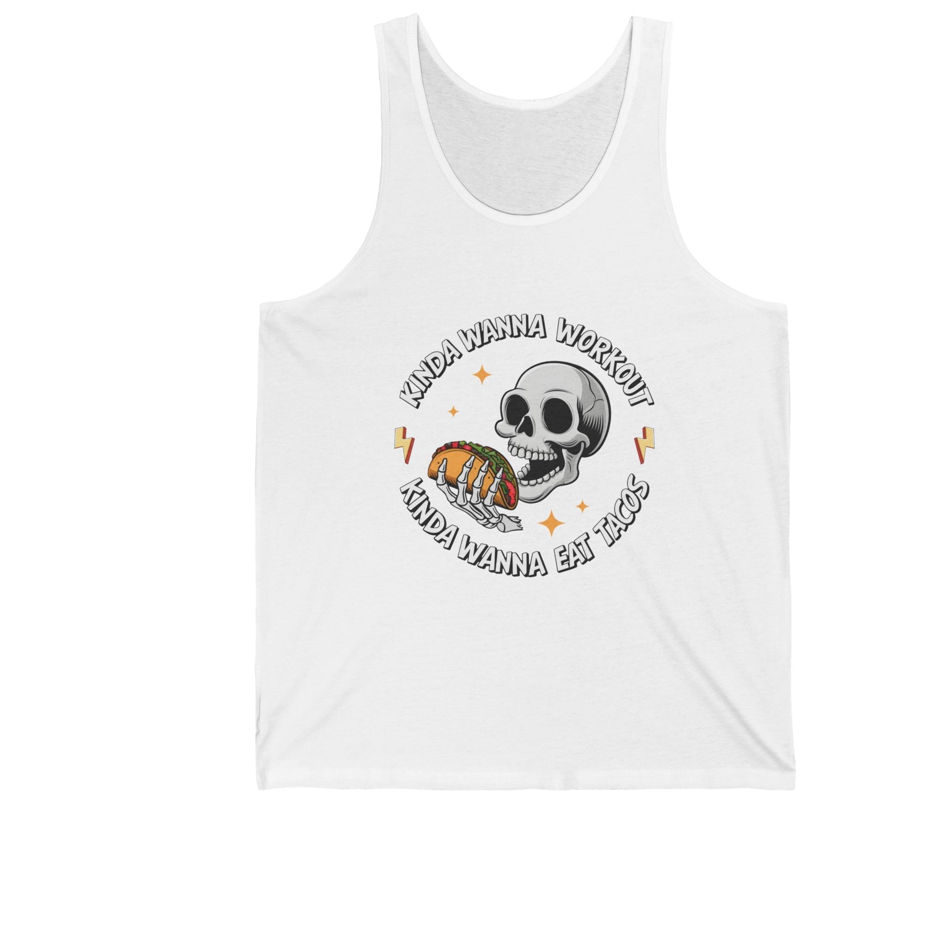 Skull Taco Tank Top — 'Kinda Wanna Workout, Kinda Wanna Eat Tacos' Graphic Tank