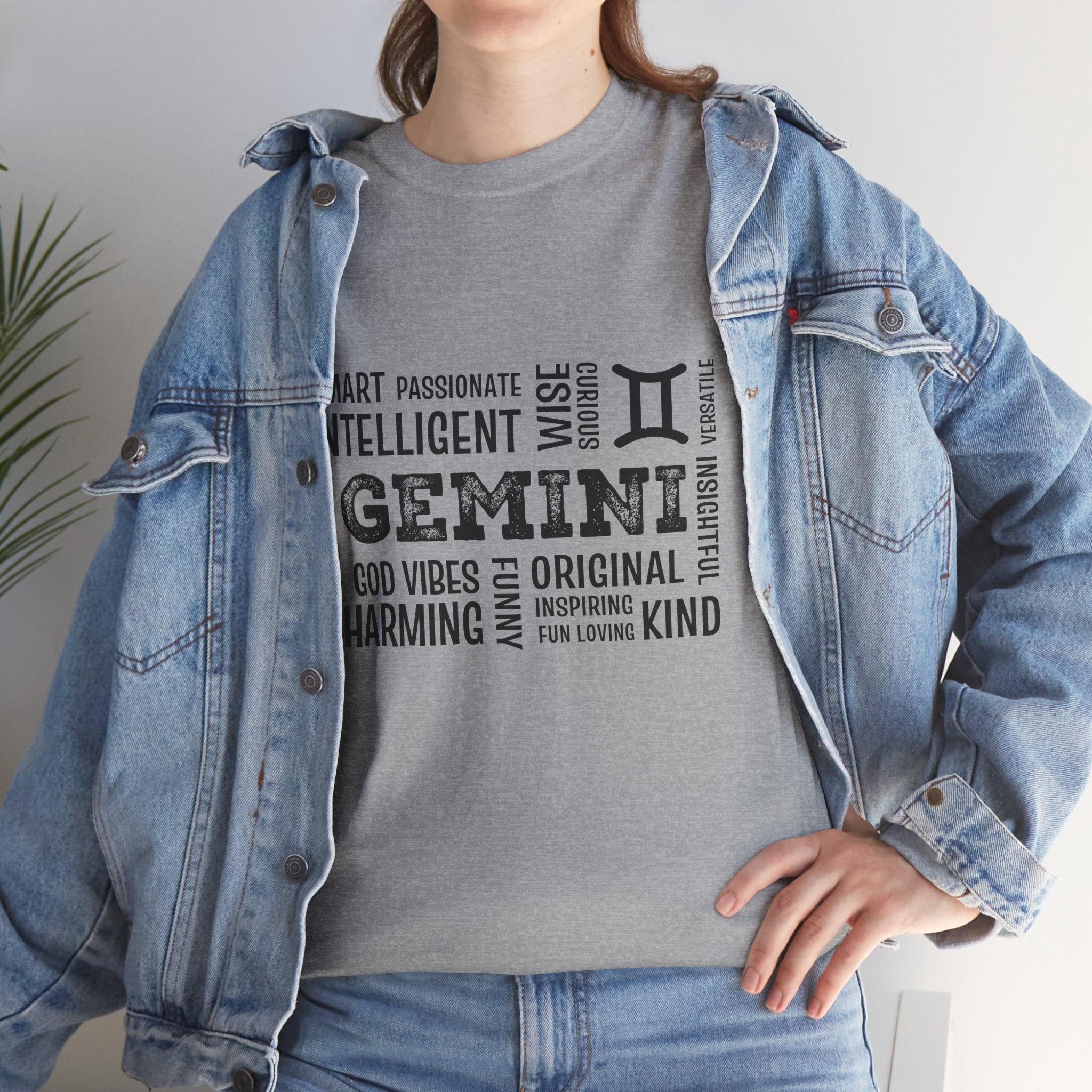 Gemini Zodiac T-Shirt – Word Cloud Traits Tee (Smart, Charming, Intelligent)
