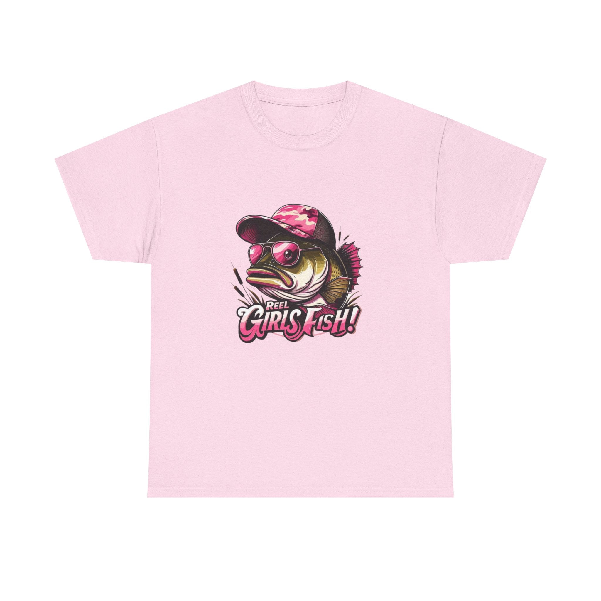 T-Shirt — "Girls Fish!" Pink Camouflage Bass Graphic Tee