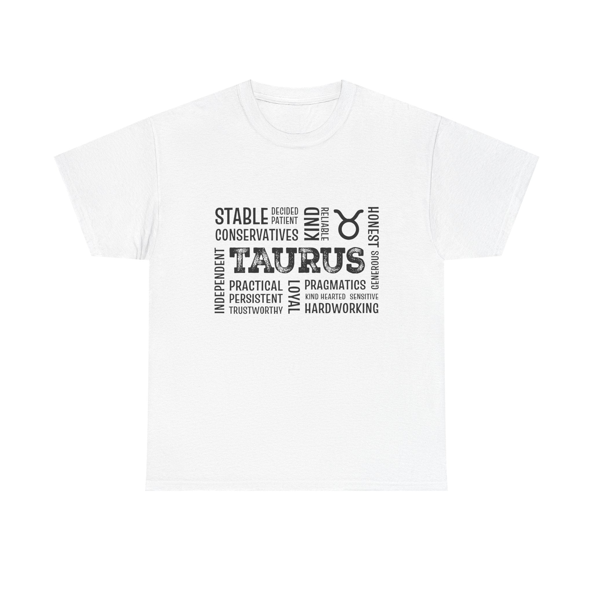 Taurus Zodiac T‑Shirt — Taurus Word Cloud Astrology Tee