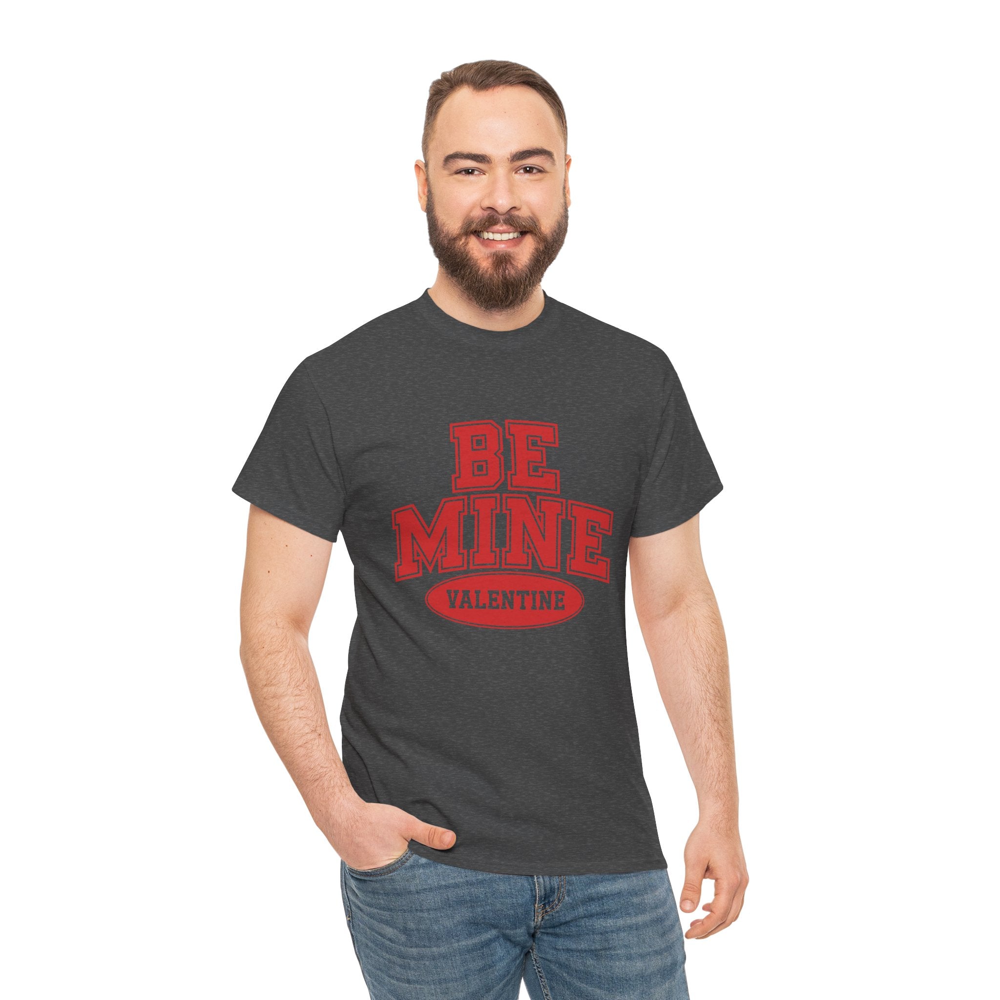 Valentine "Be Mine" Tee - Retro Red Collegiate Love Shirt