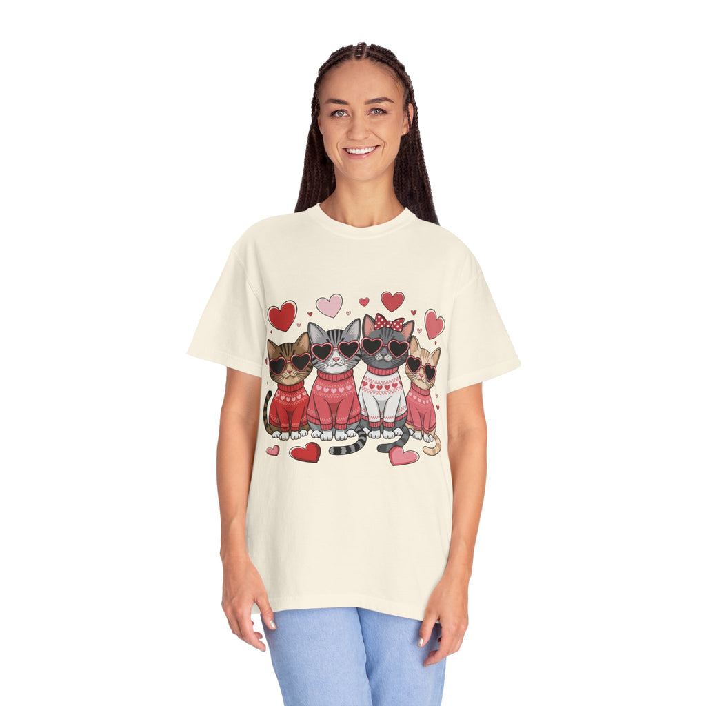 Valentine Cats T-Shirt — Cute Cats in Sweaters Valentine Tee