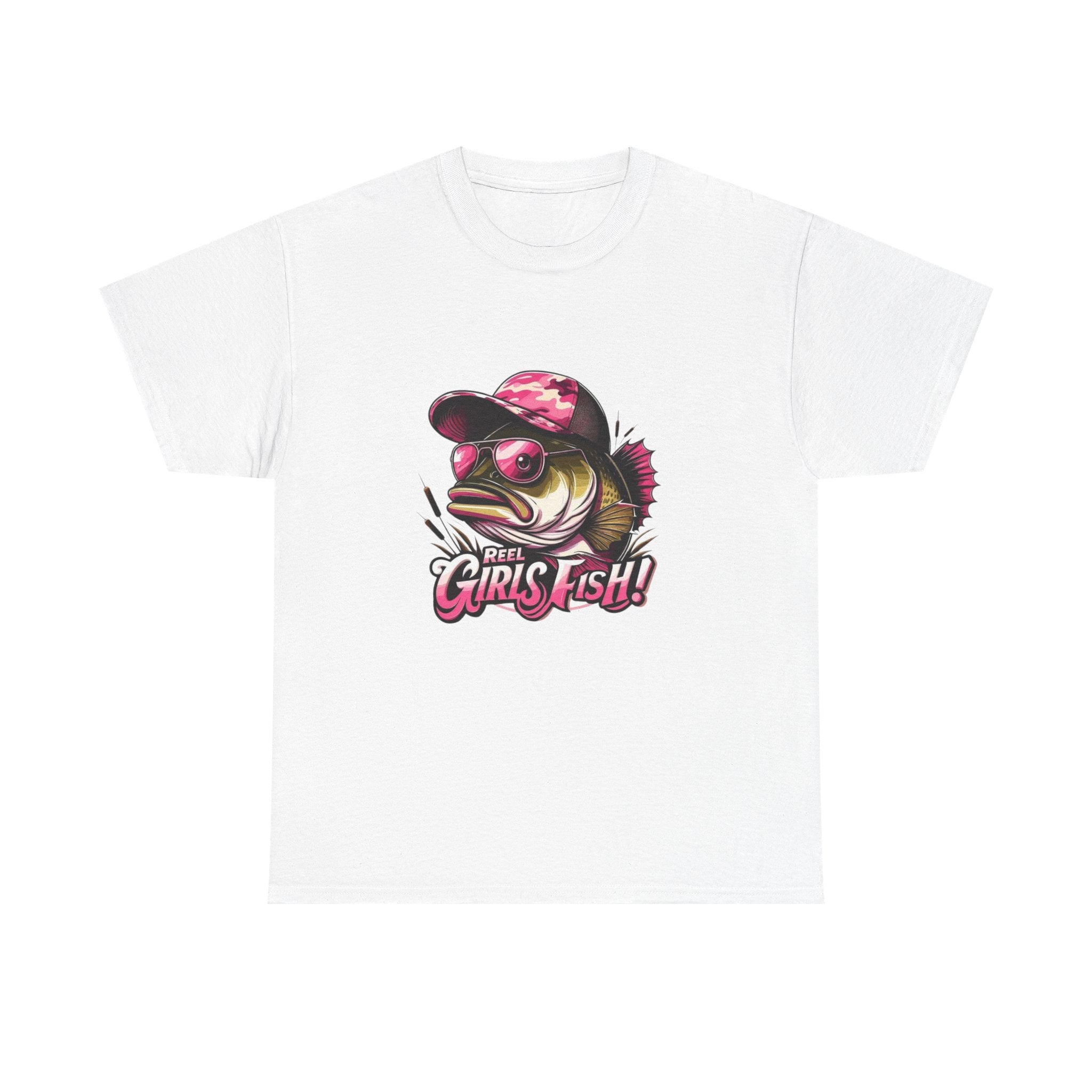 T-Shirt — "Girls Fish!" Pink Camouflage Bass Graphic Tee