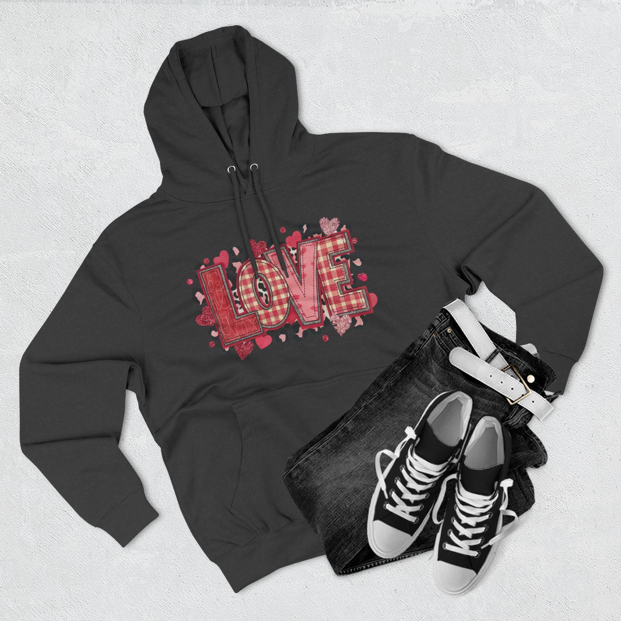 Love Plaid Heart Hoodie — Valentine’s Day Cozy Pullover